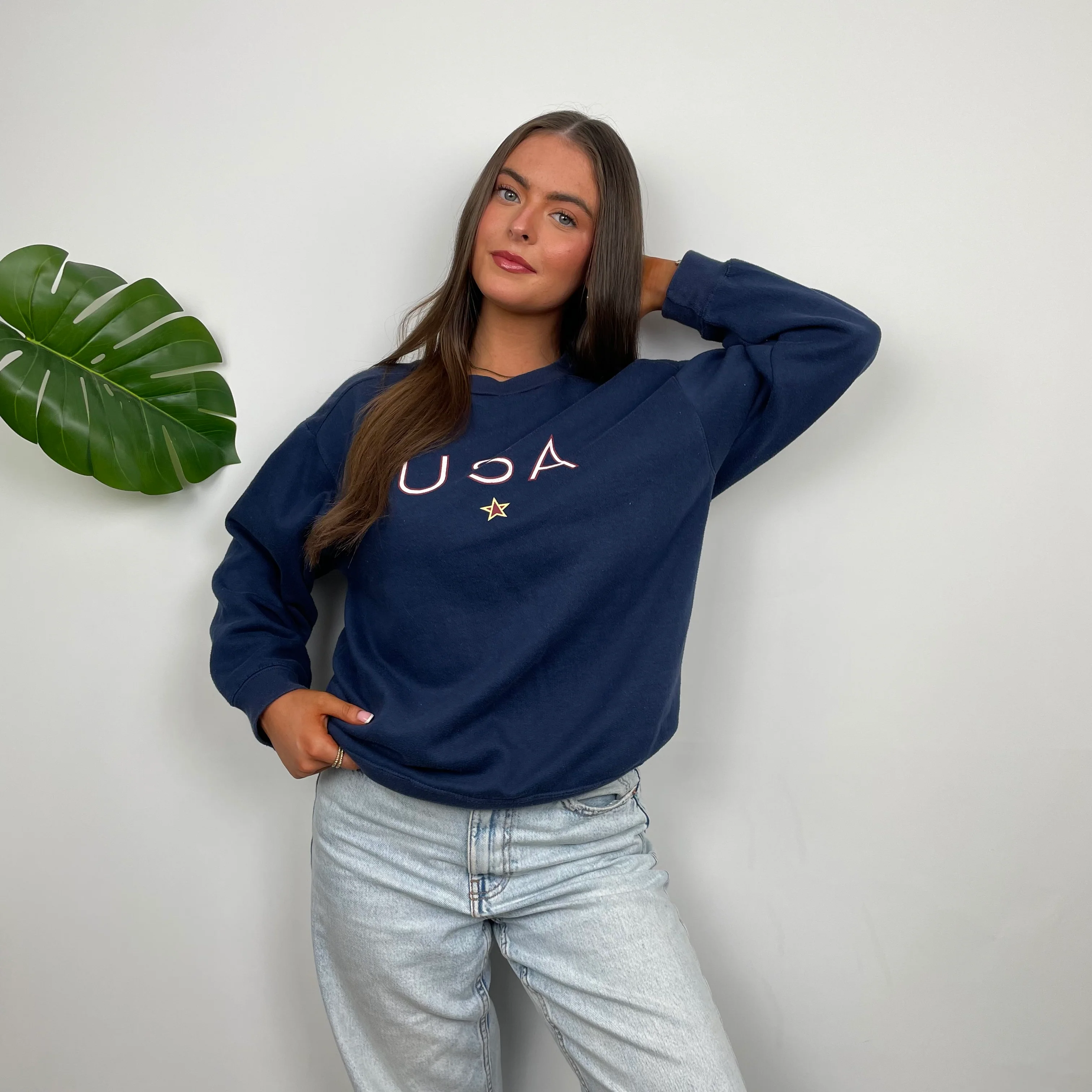 Nike X USA Navy Embroidered Spell Out Sweatshirt (S) - Image 5