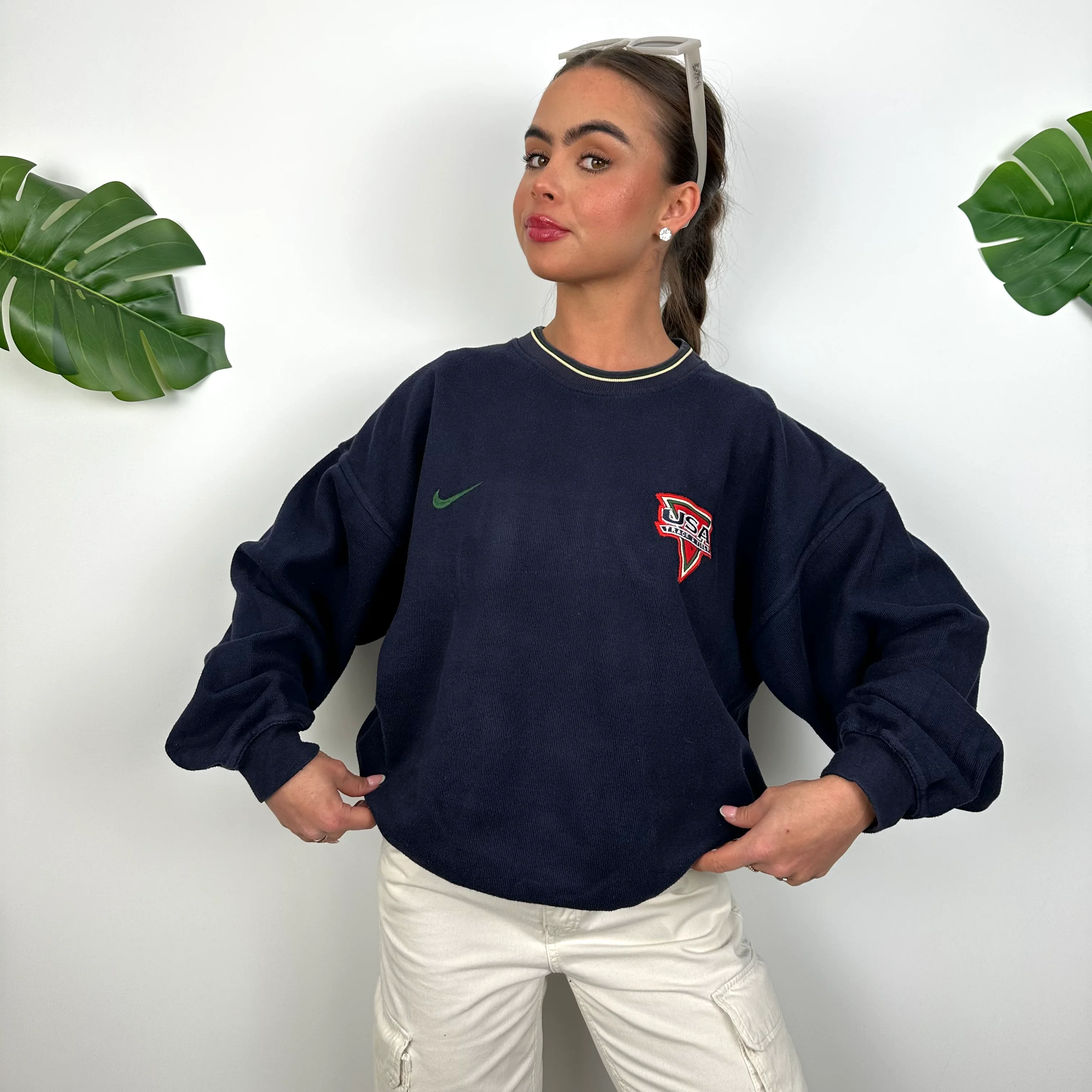 Nike x USA Track and Field Navy Embroidered Spell Out Sweatshirt (M) - Image 2