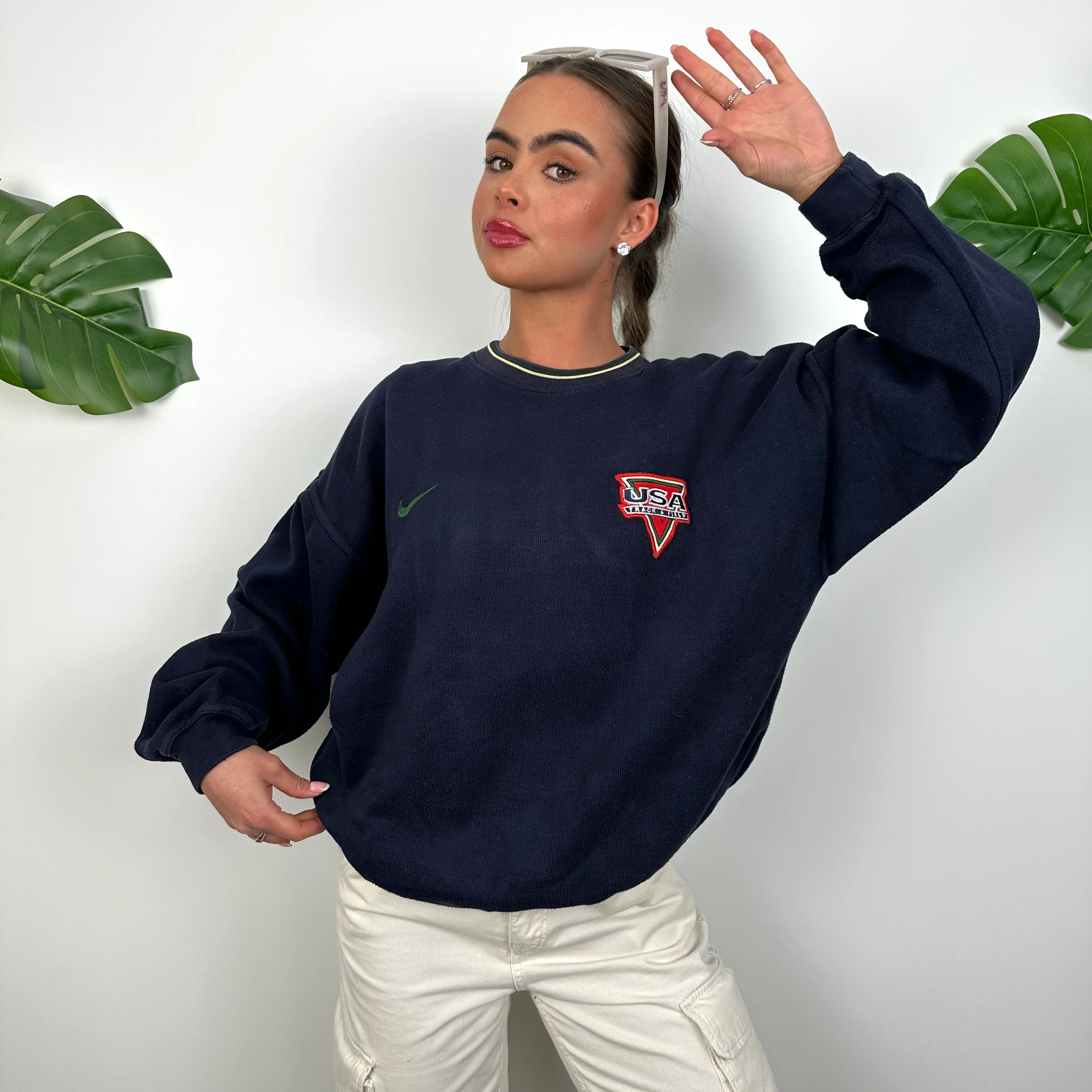Nike x USA Track and Field Navy Embroidered Spell Out Sweatshirt (M) - Image 7