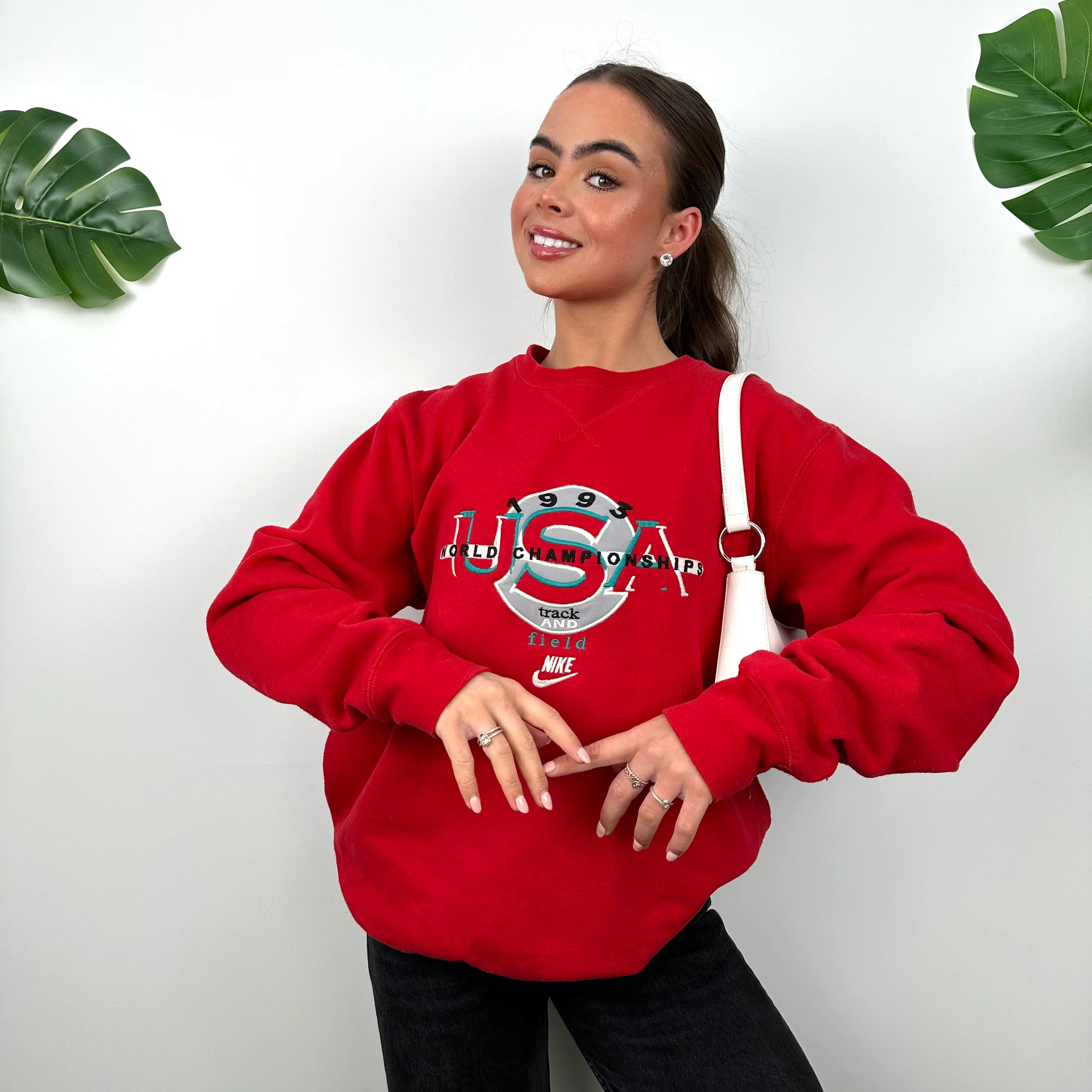 Nike x USA Track & Field RARE Red Embroidered Sweatshirt (L) - Image 2