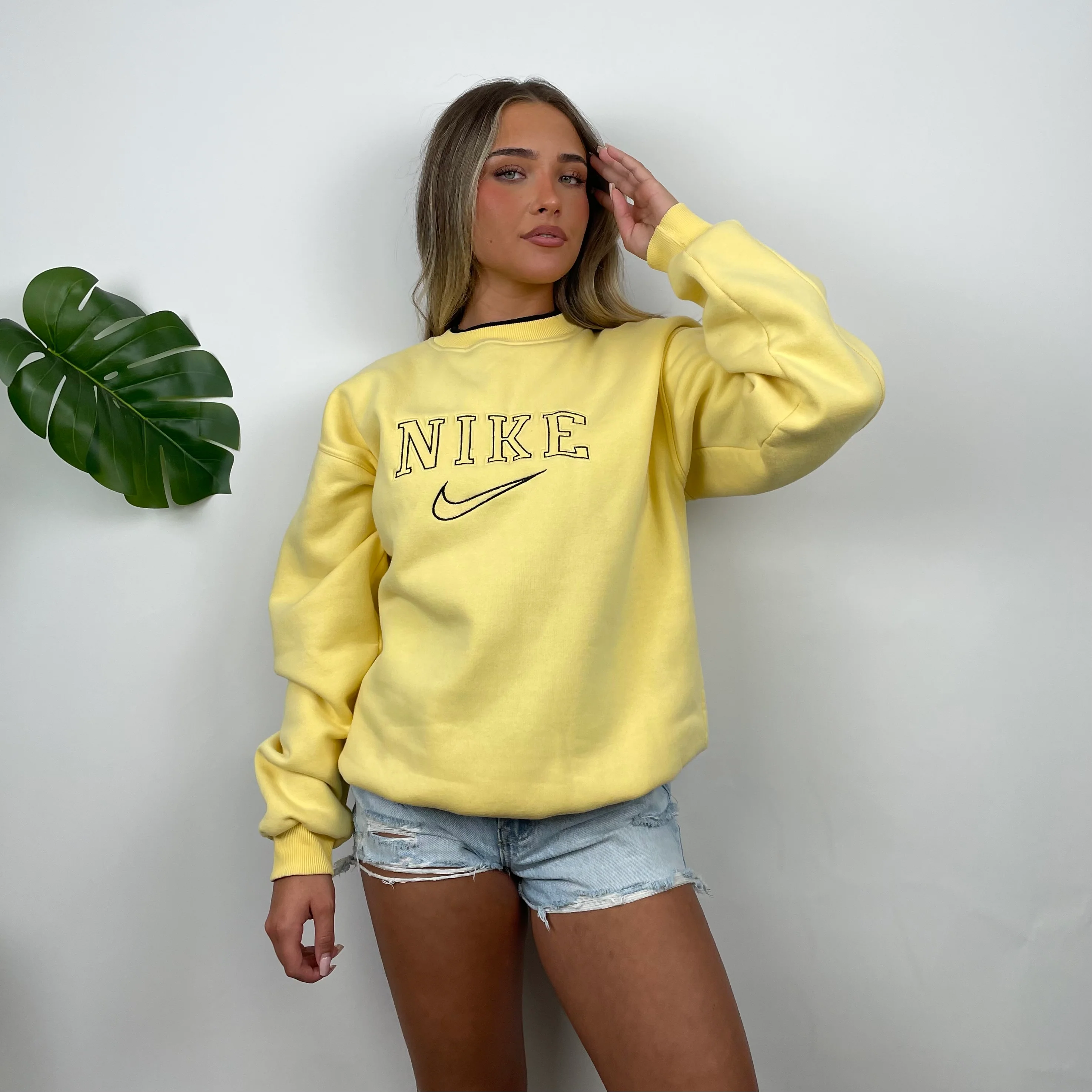 Nike Yellow Embroidered Spell Out Sweatshirt (M) - Image 2