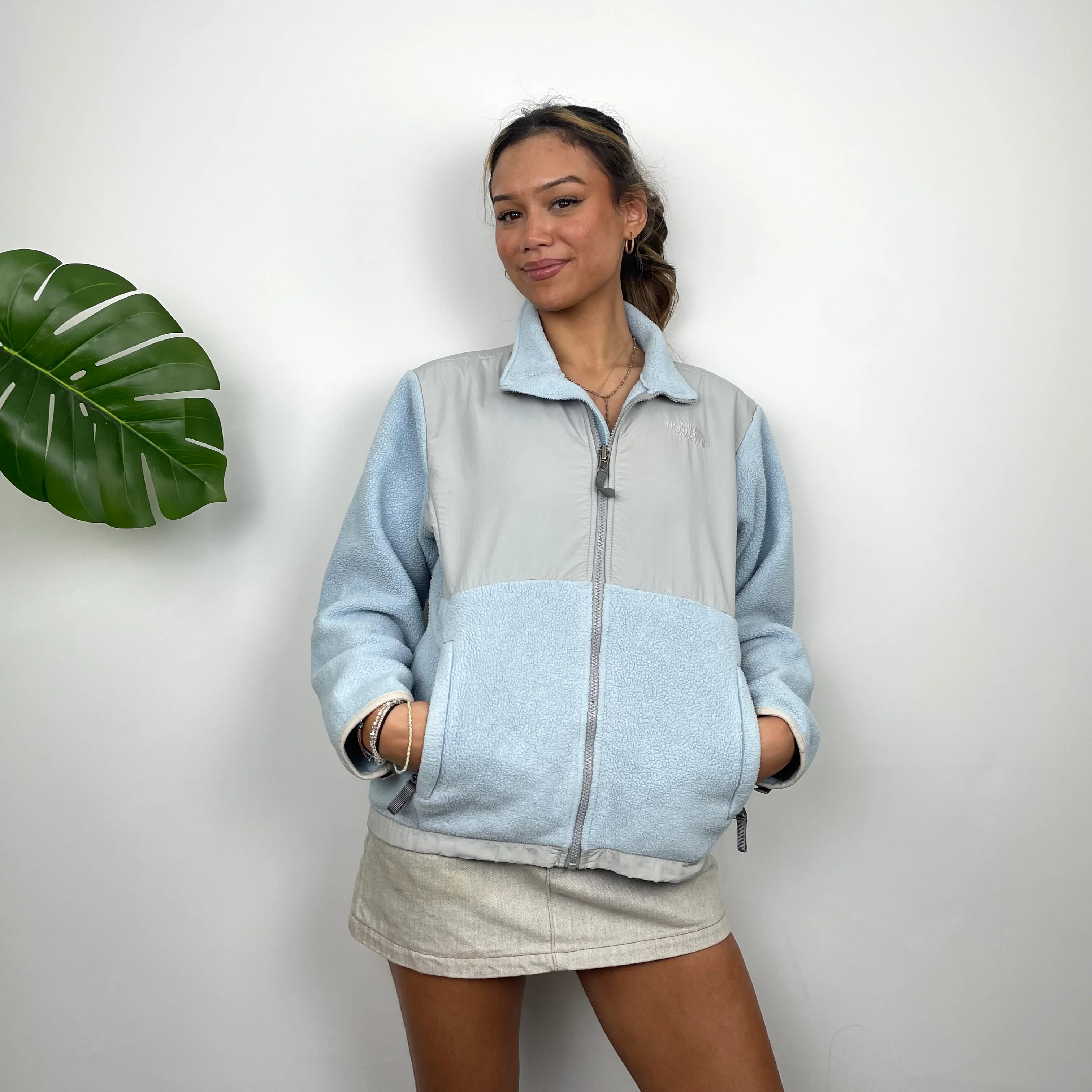 North Face Baby Blue Denali Teddy Bear Fleece Zip Up Jacket (S)