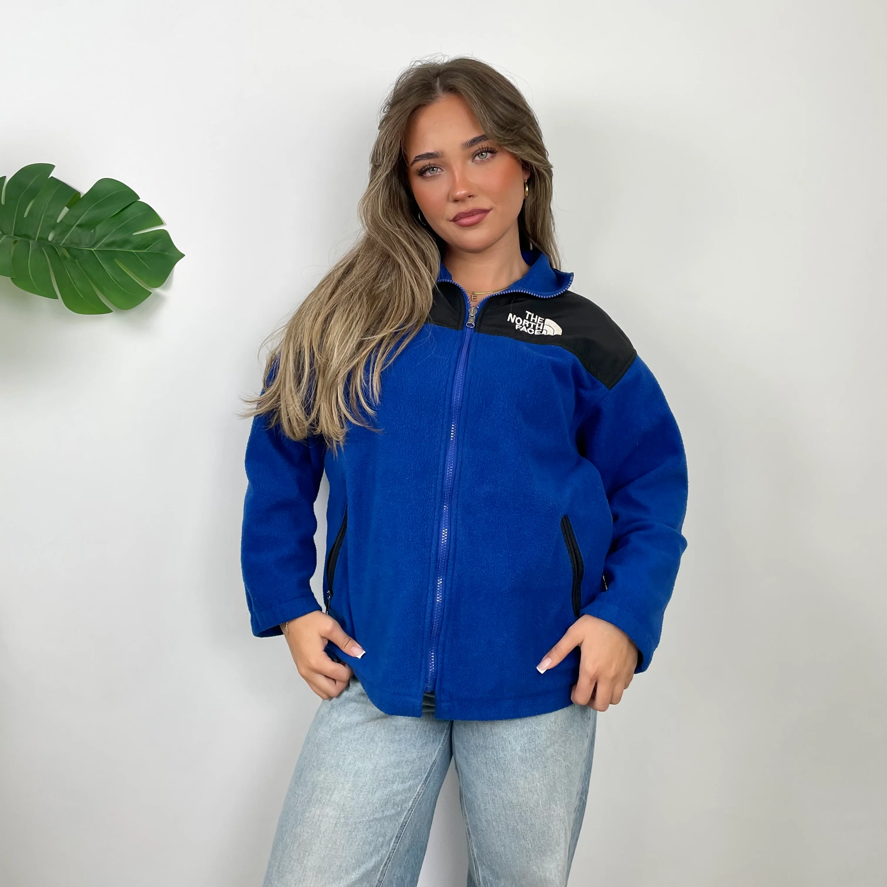 North Face Blue Denali Teddy Bear Fleece Zip Up Jacket (S)