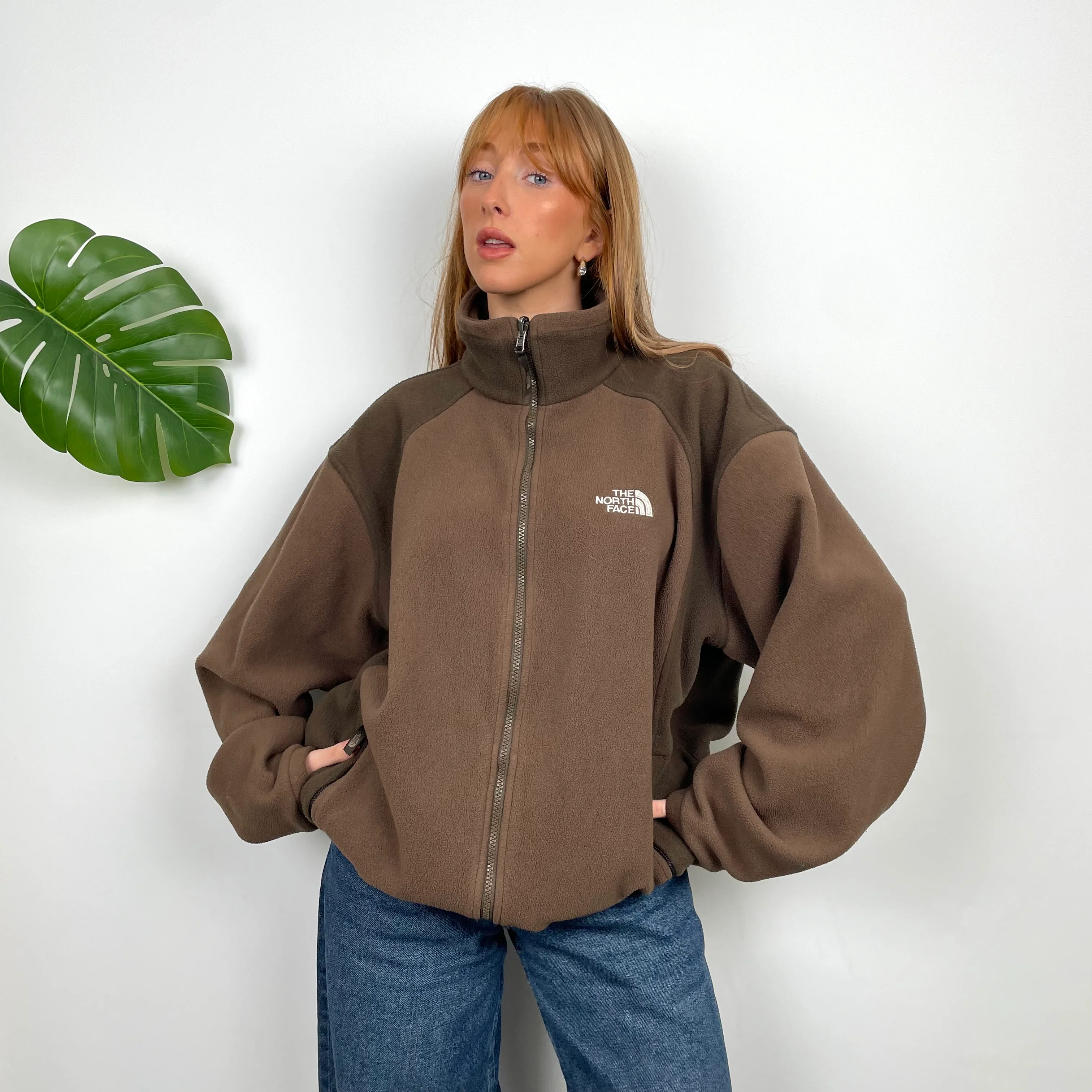 North Face Brown Teddy Bear Fleece Zip Up Jacket (L)