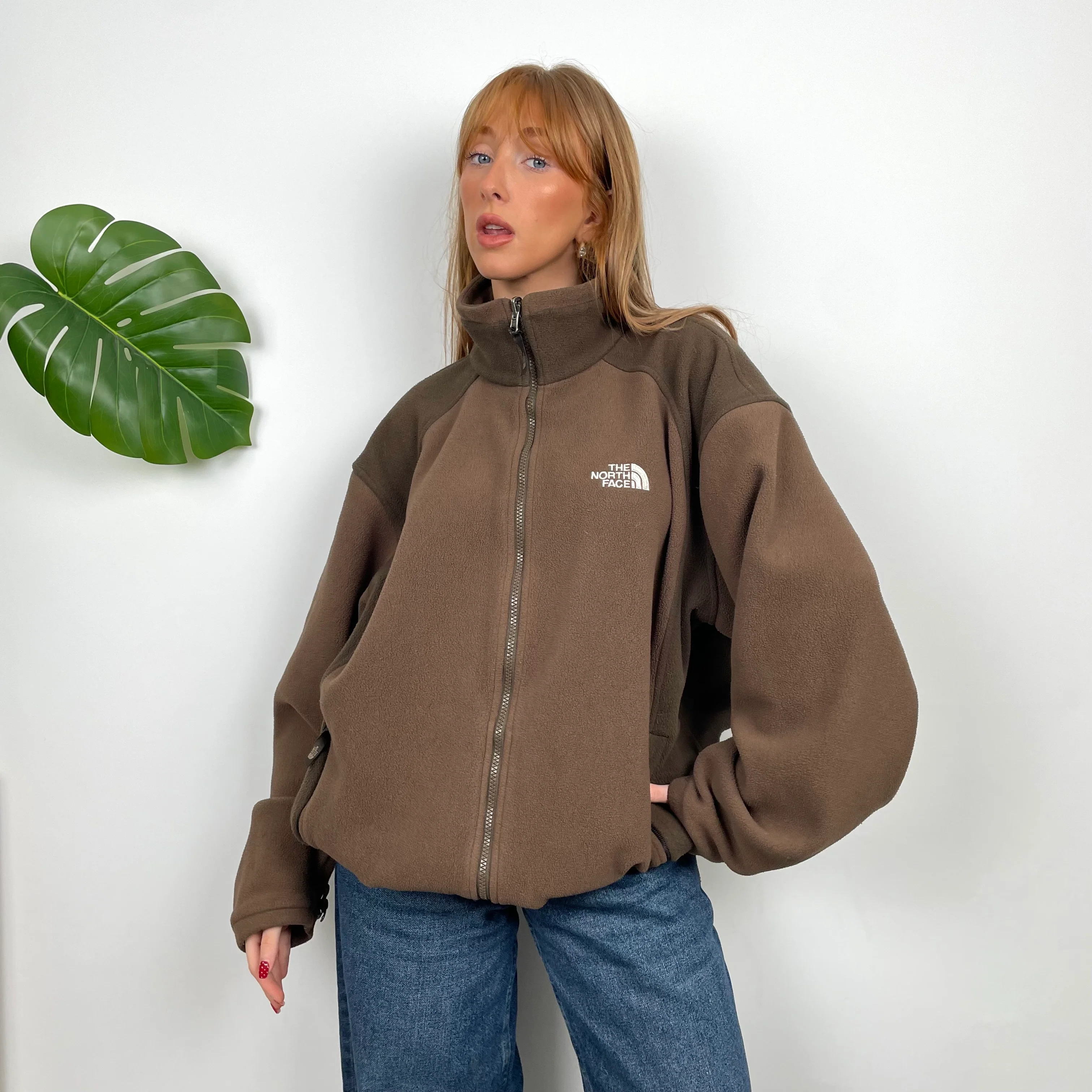 North Face Brown Teddy Bear Fleece Zip Up Jacket (L) - Image 2