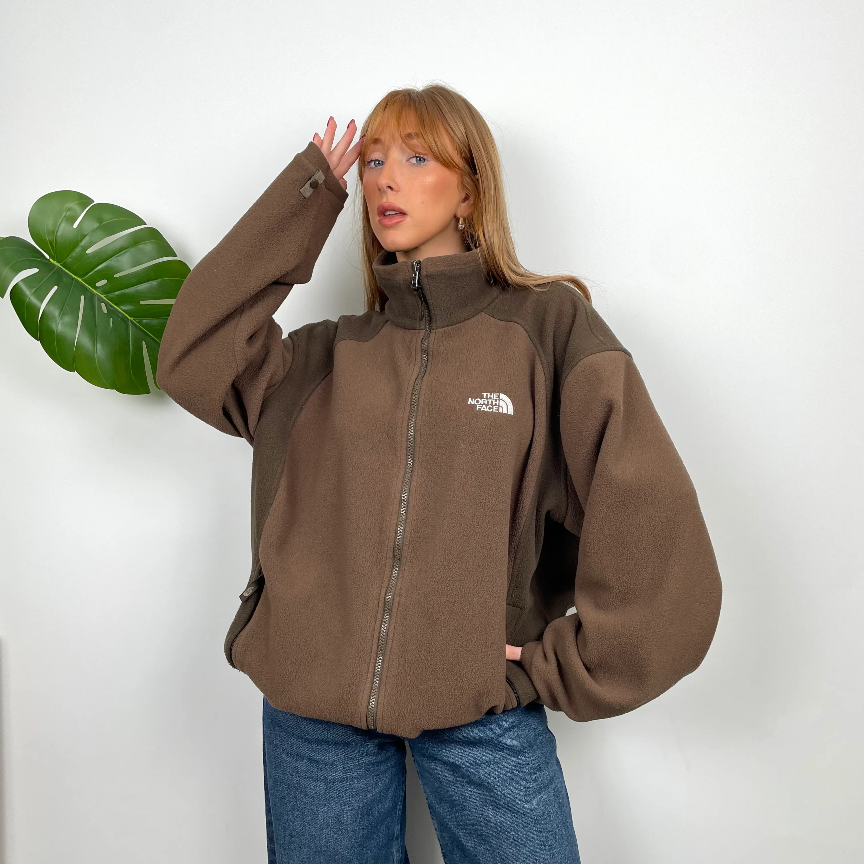 North Face Brown Teddy Bear Fleece Zip Up Jacket (L) - Image 3