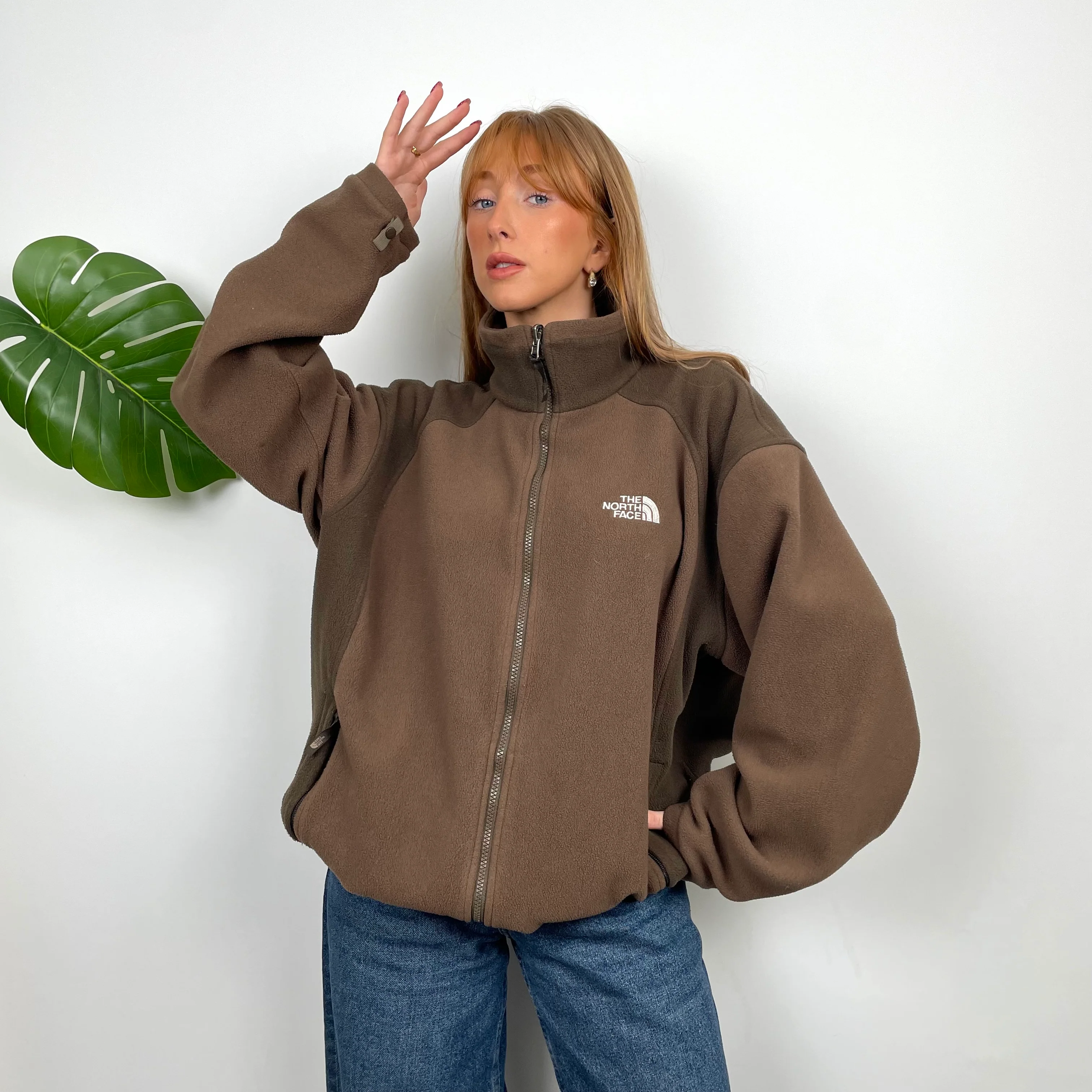 North Face Brown Teddy Bear Fleece Zip Up Jacket (L) - Image 4