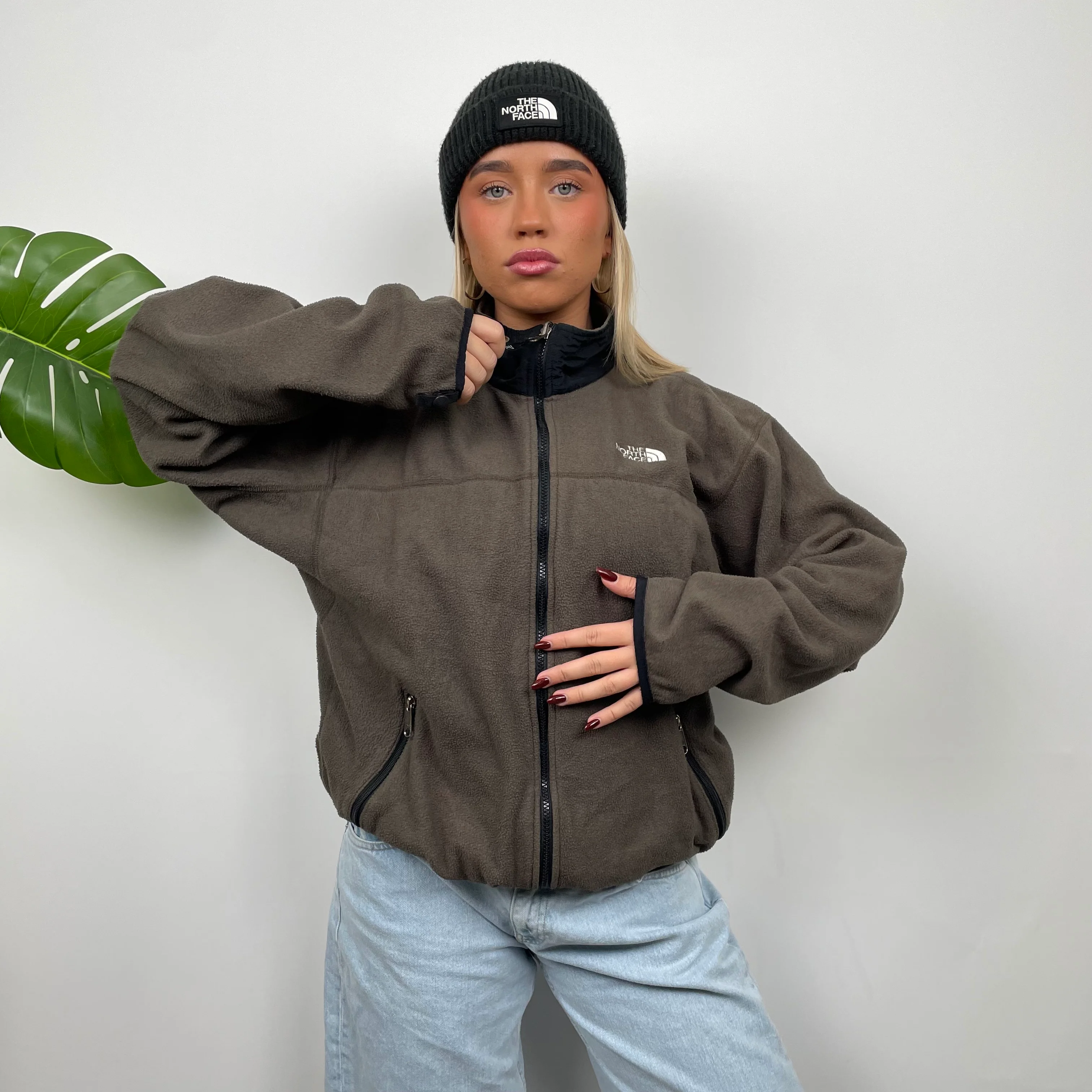 North Face Brown Teddy Bear Fleece Zip Up Jacket (L) - Image 3