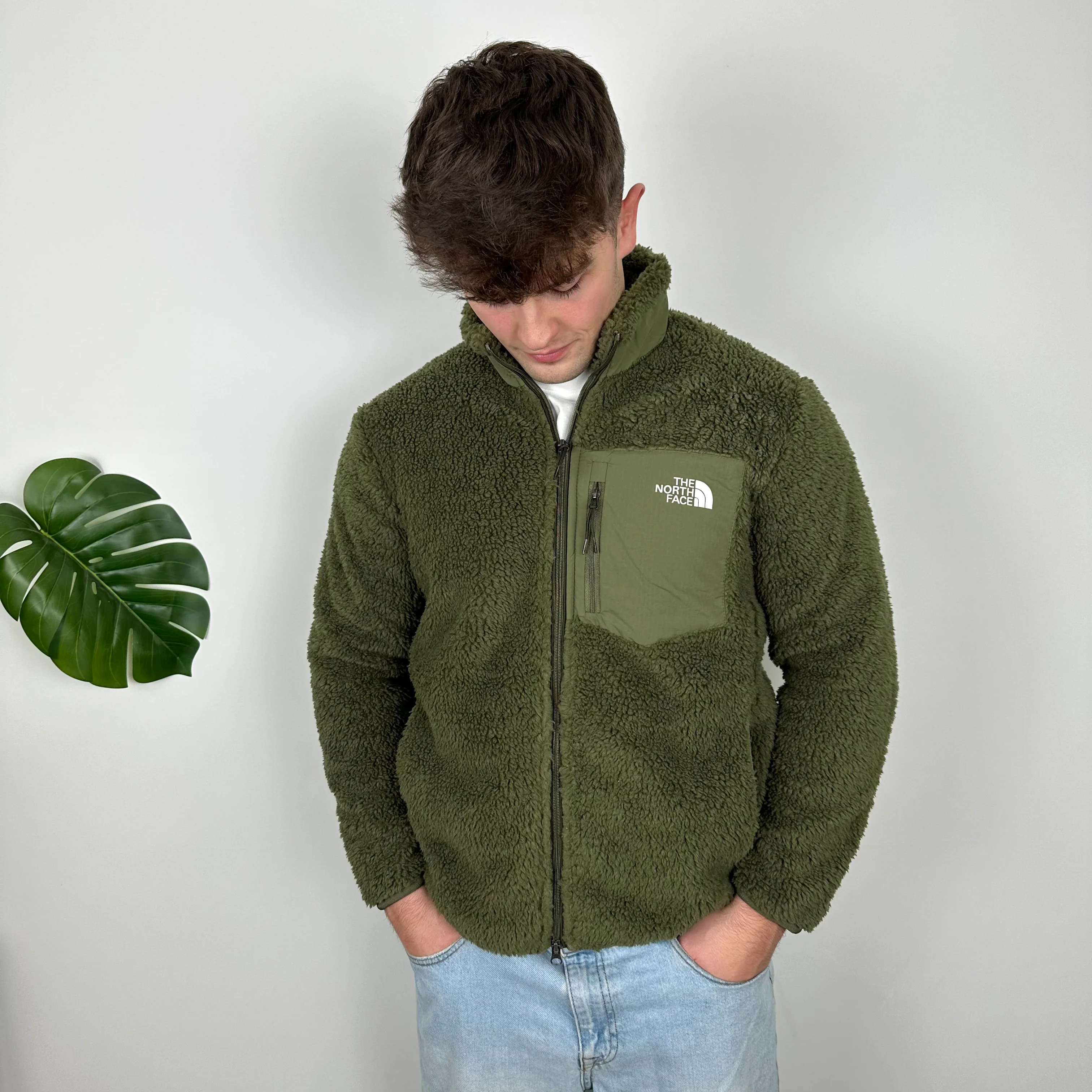 North Face Green Teddy Bear Fleece Zip Up Jacket (M) - Image 5