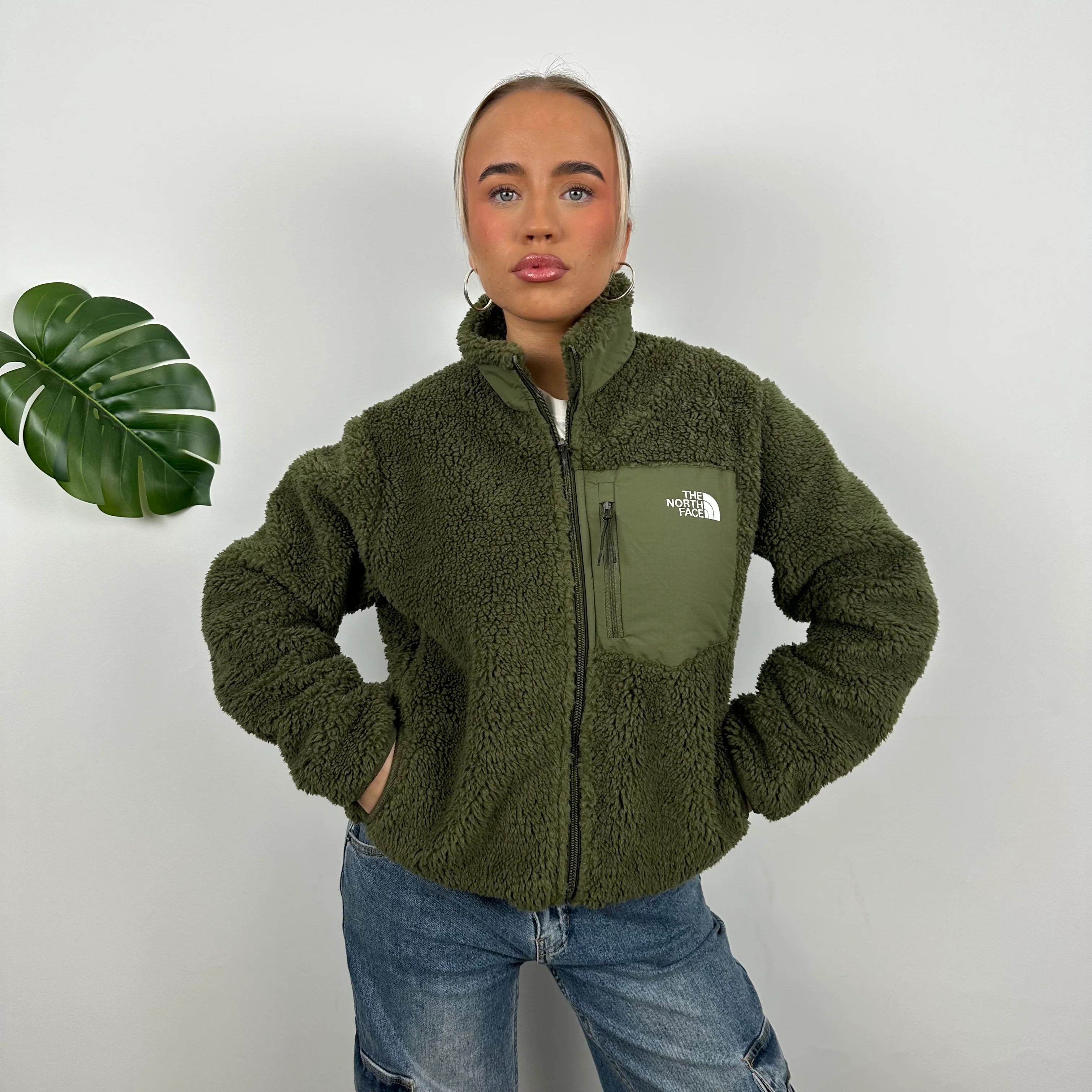 North Face Green Teddy Bear Fleece Zip Up Jacket (M) - Image 5