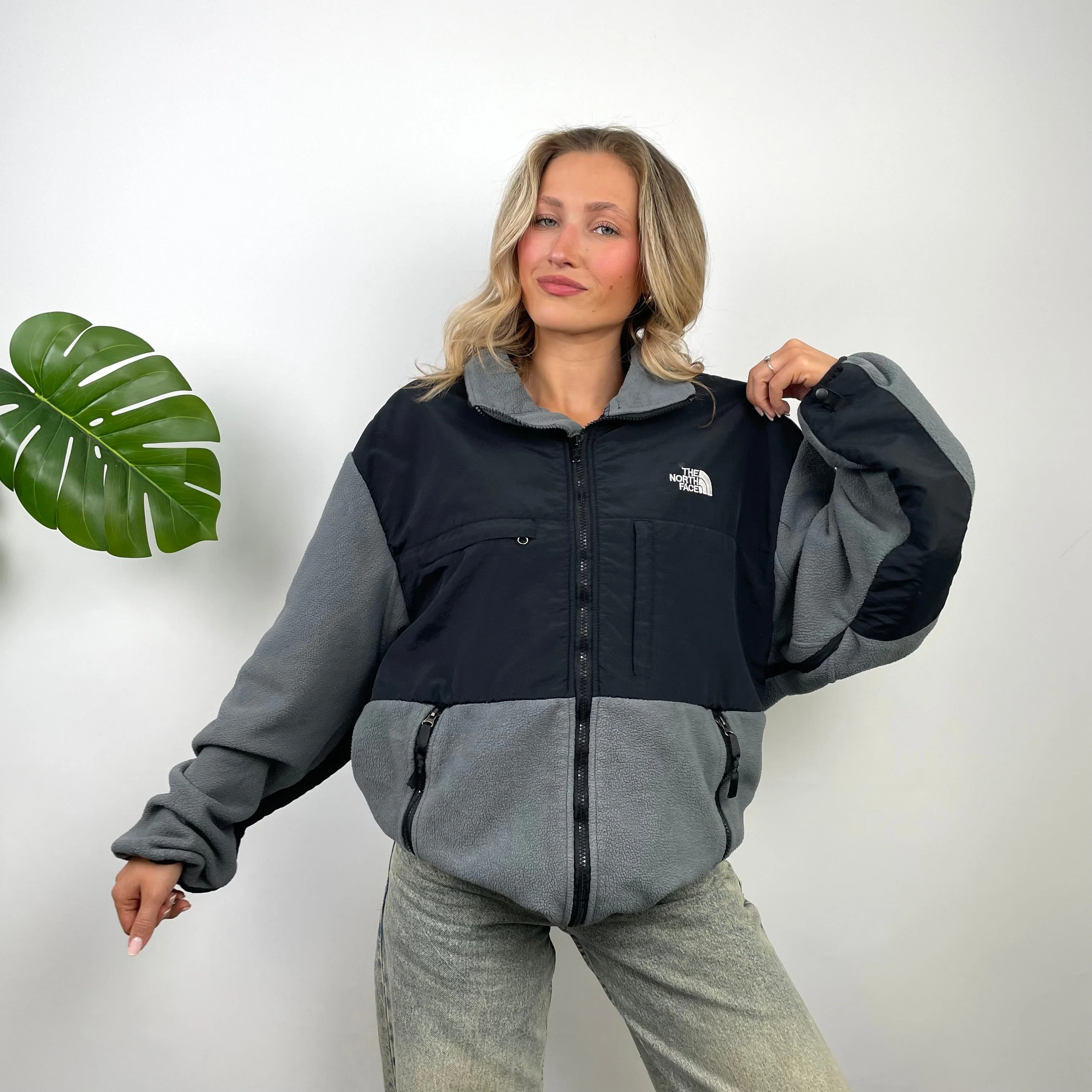 North Face Grey Denali Teddy Bear Fleece Zip Up Jacket (XL) - Image 4