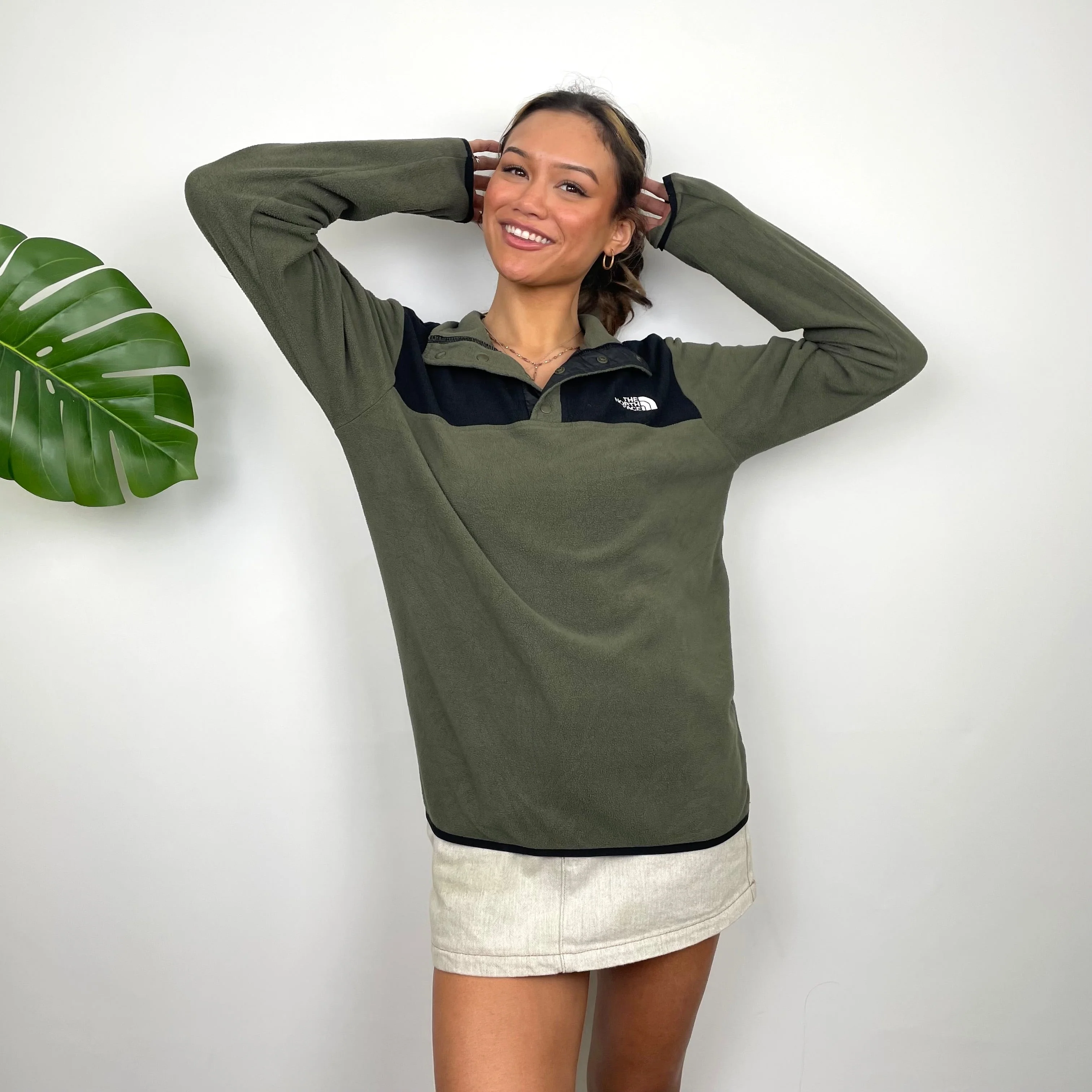 North Face Khaki Denali Teddy Bear Fleece Buttom Up Jacket (M) - Image 2