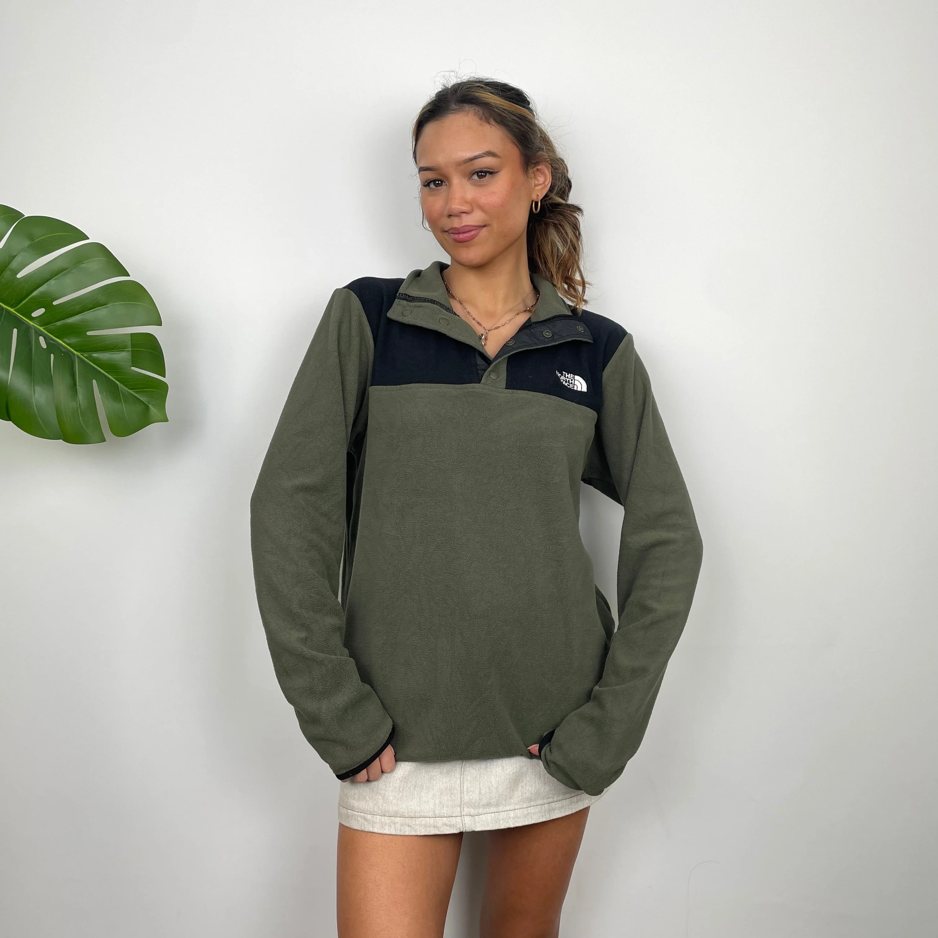 North Face Khaki Denali Teddy Bear Fleece Buttom Up Jacket (M) - Image 3