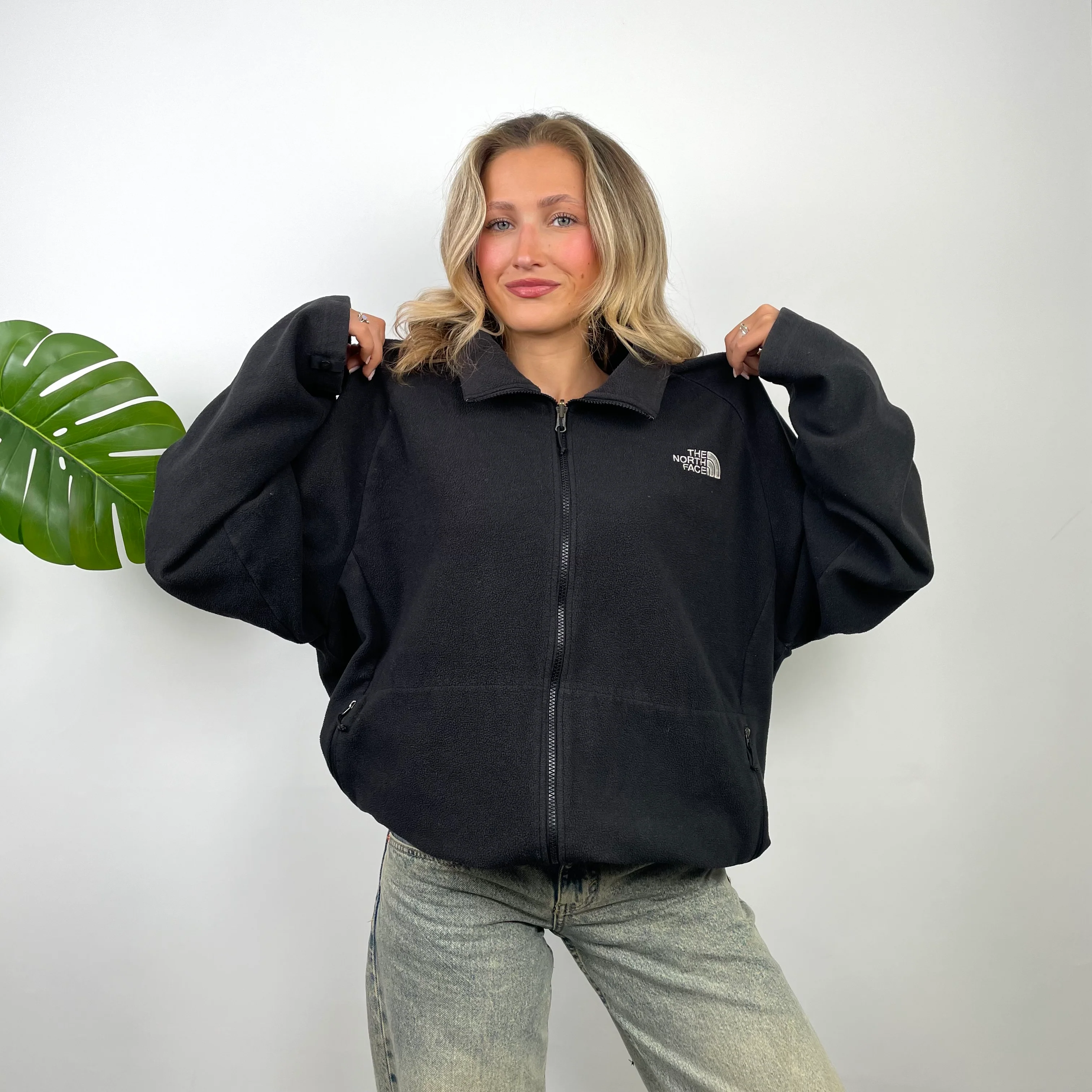 North Face RARE Black Teddy Bear Fleece Zip Up Jacket (XL) - Image 4