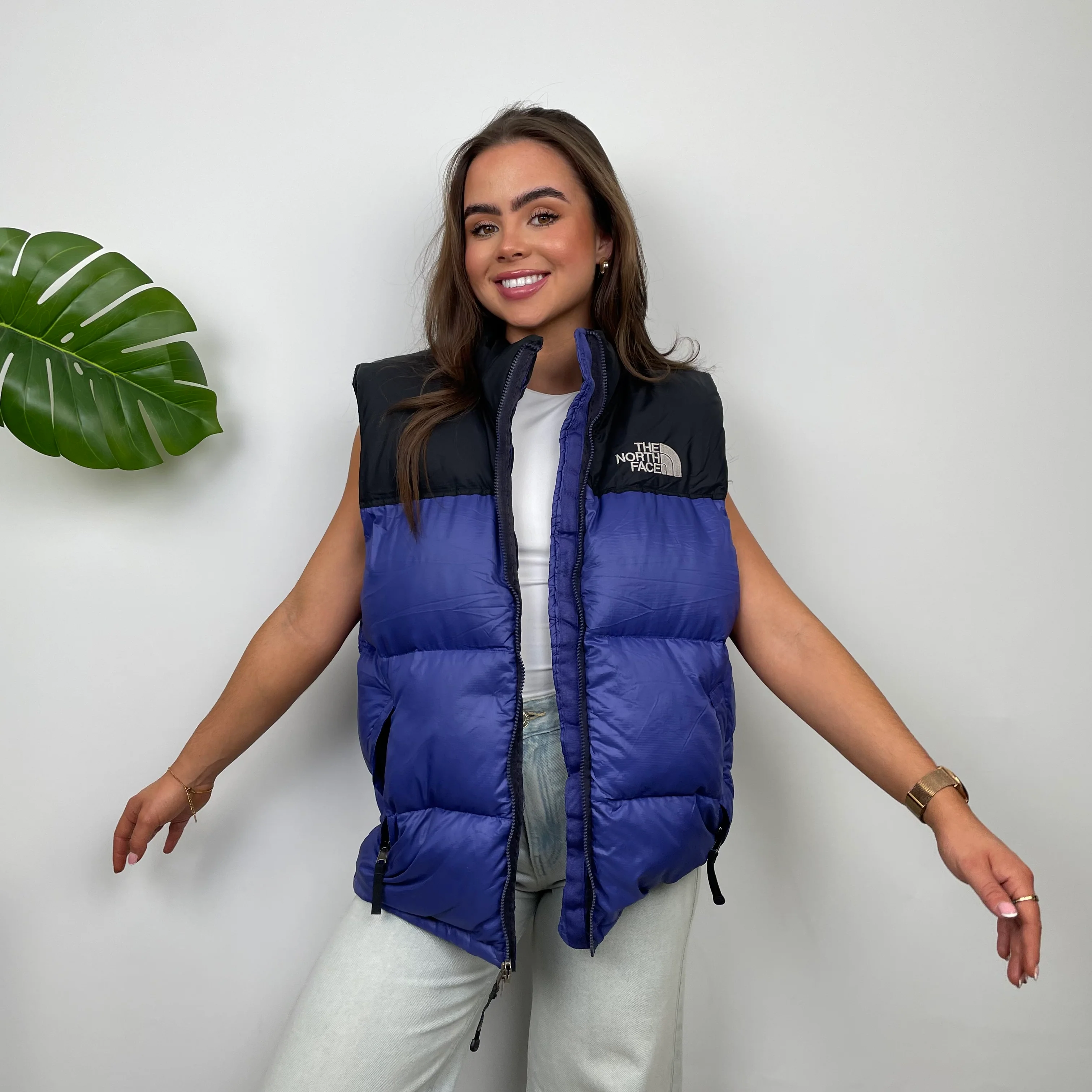North Face RARE Blue Nuptse 700 Puffer Gilet (M) - Image 3