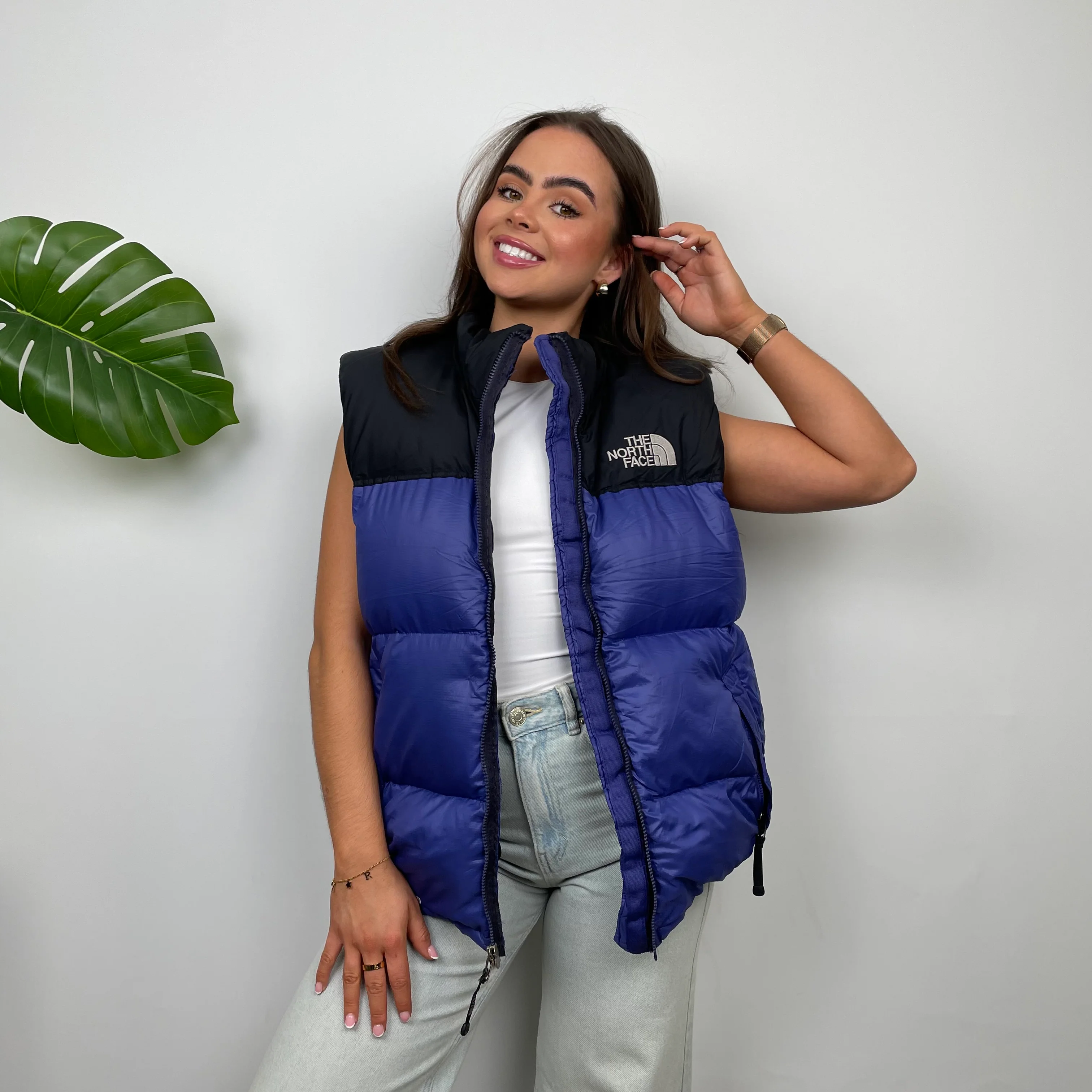 North Face RARE Blue Nuptse 700 Puffer Gilet (M) - Image 4