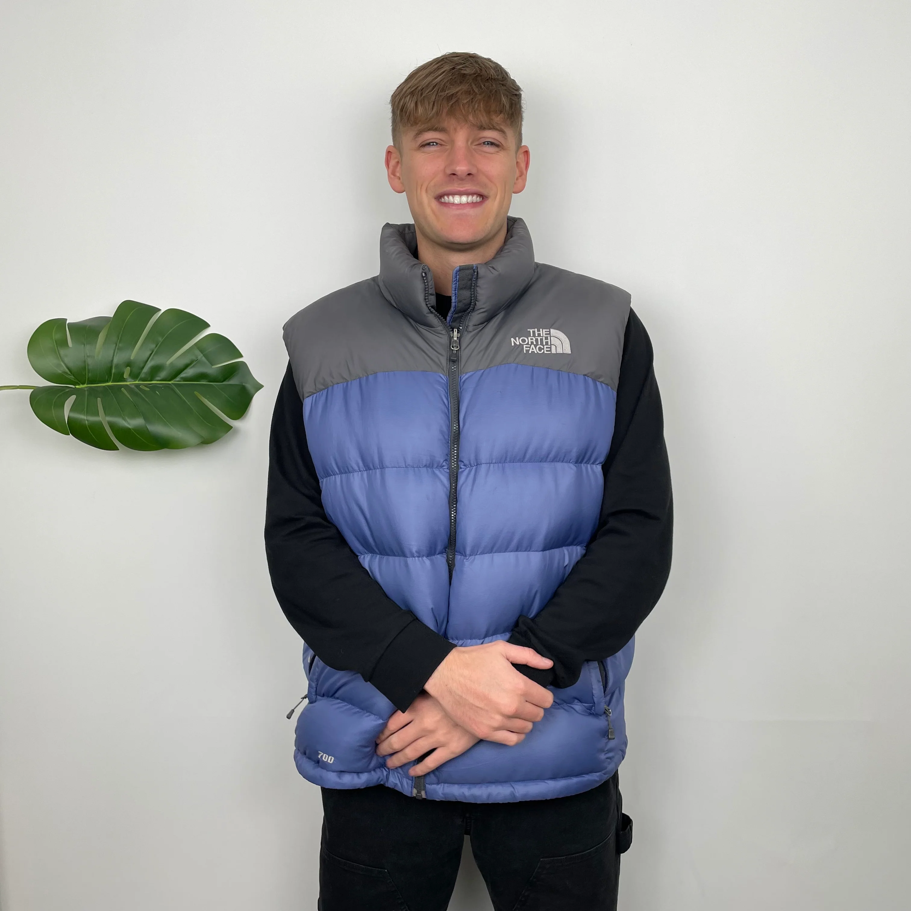 North Face RARE Blue Nuptse 700 Puffer Gilet (XL) - Image 2