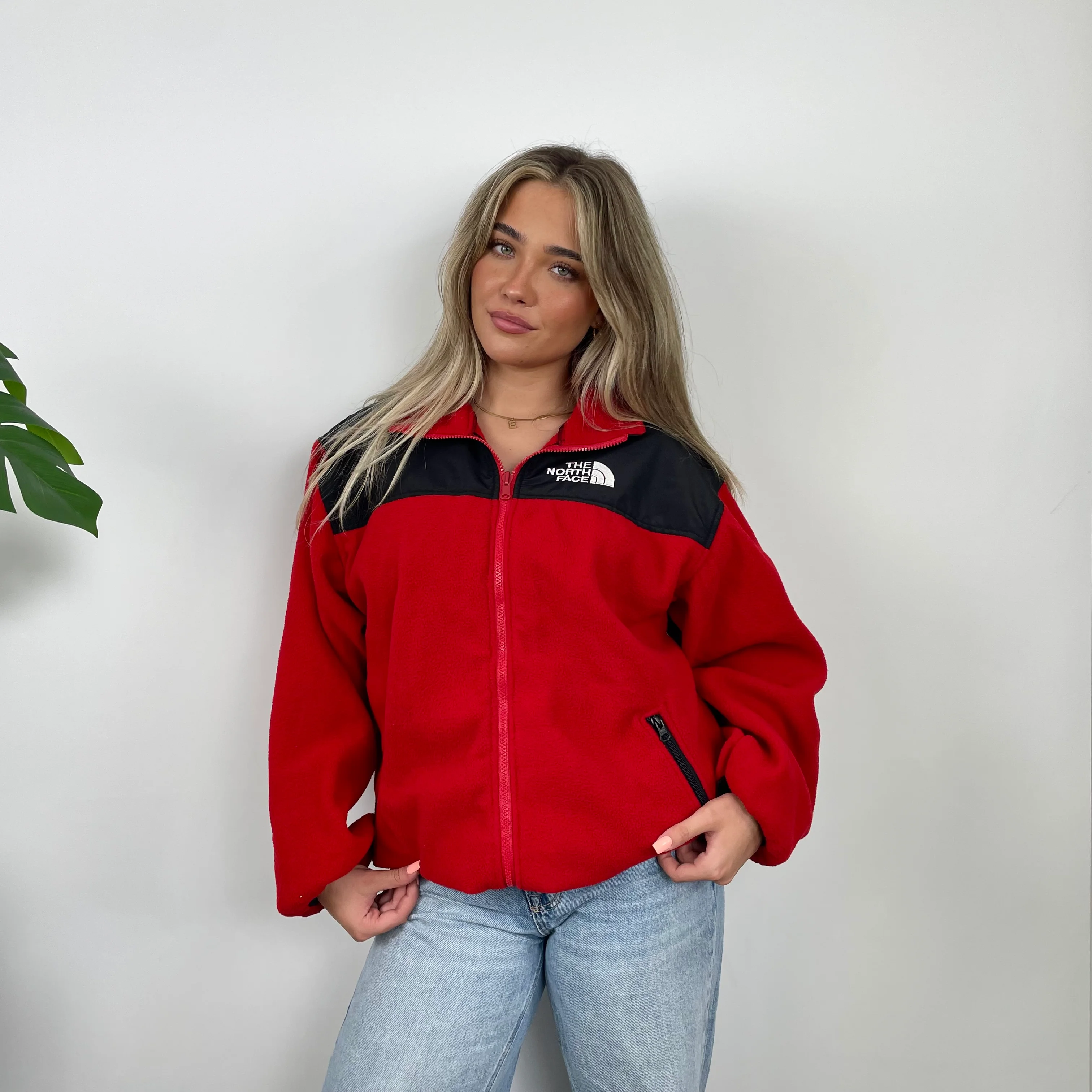 North Face Red Denali Teddy Bear Fleece Zip Up Jacket (S)