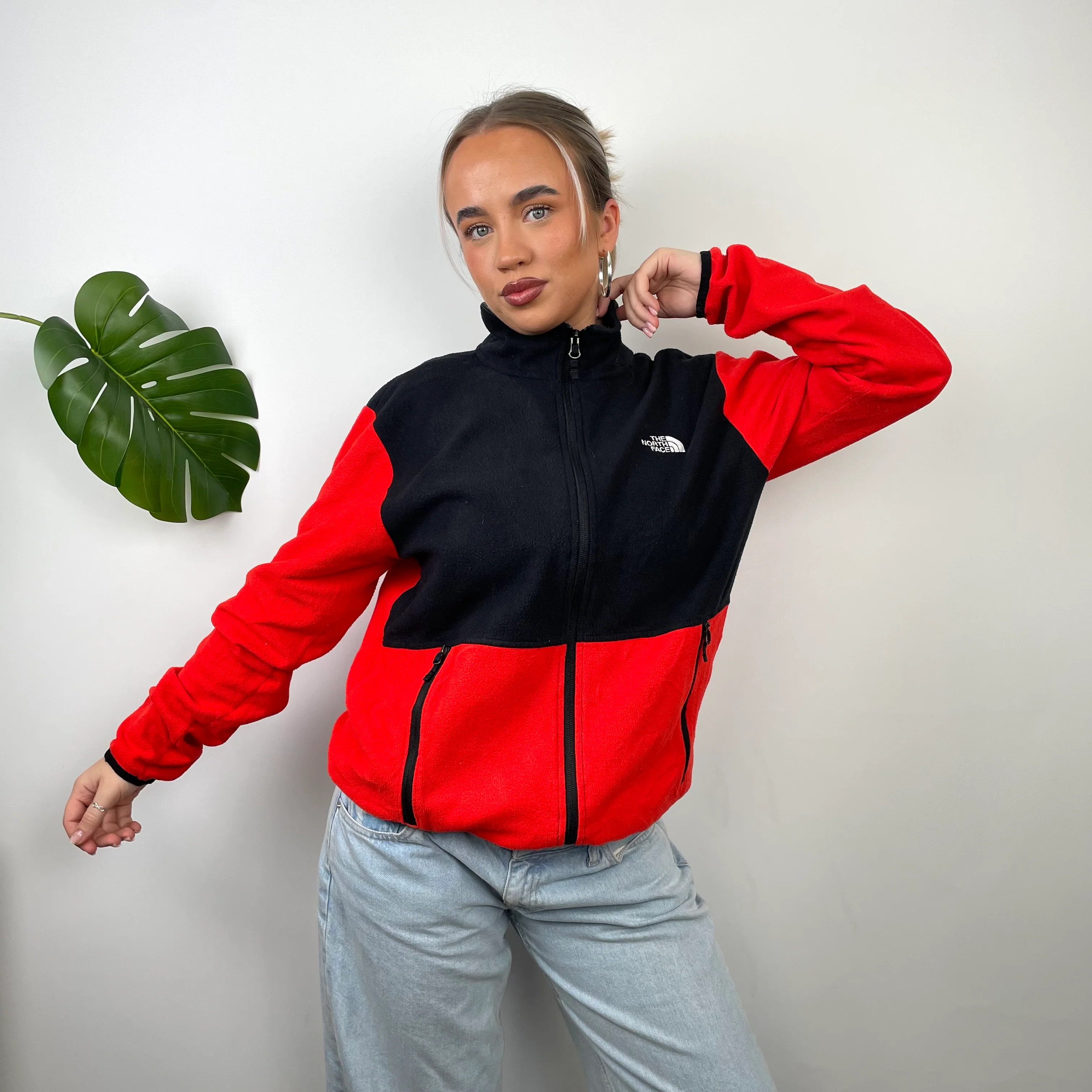 North Face Red Denali Teddy Bear Fleece Zip Up Jacket (M)