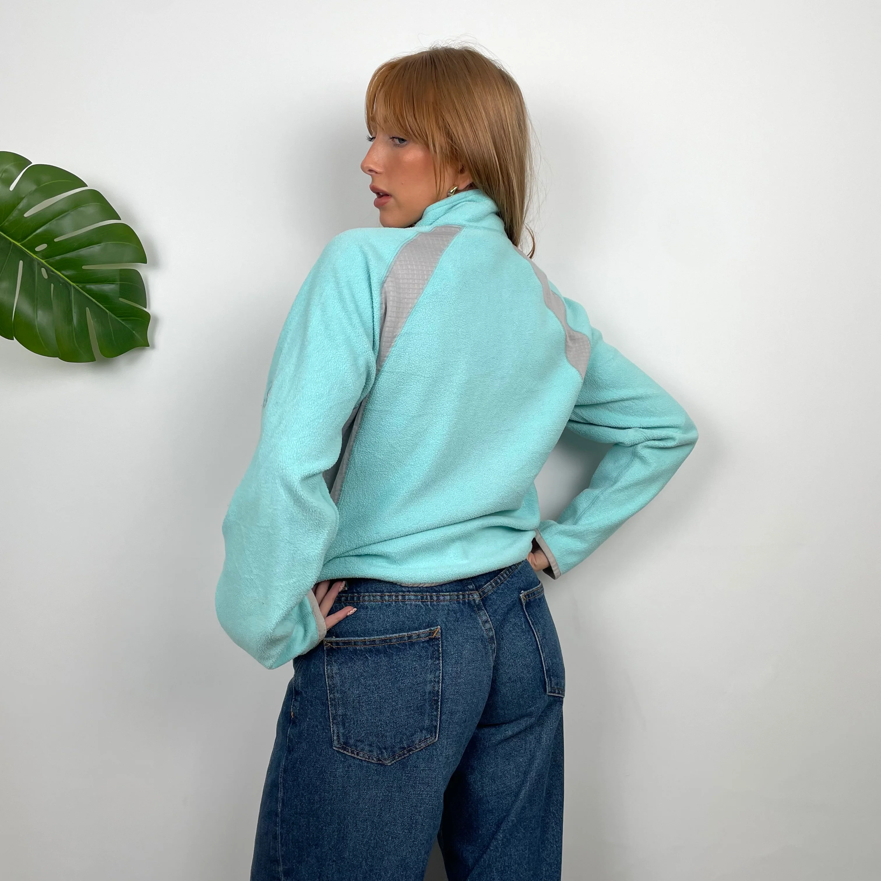 North Face Turquoise Teddy Bear Quarter Zip Fleece Jacket (S) - Image 4