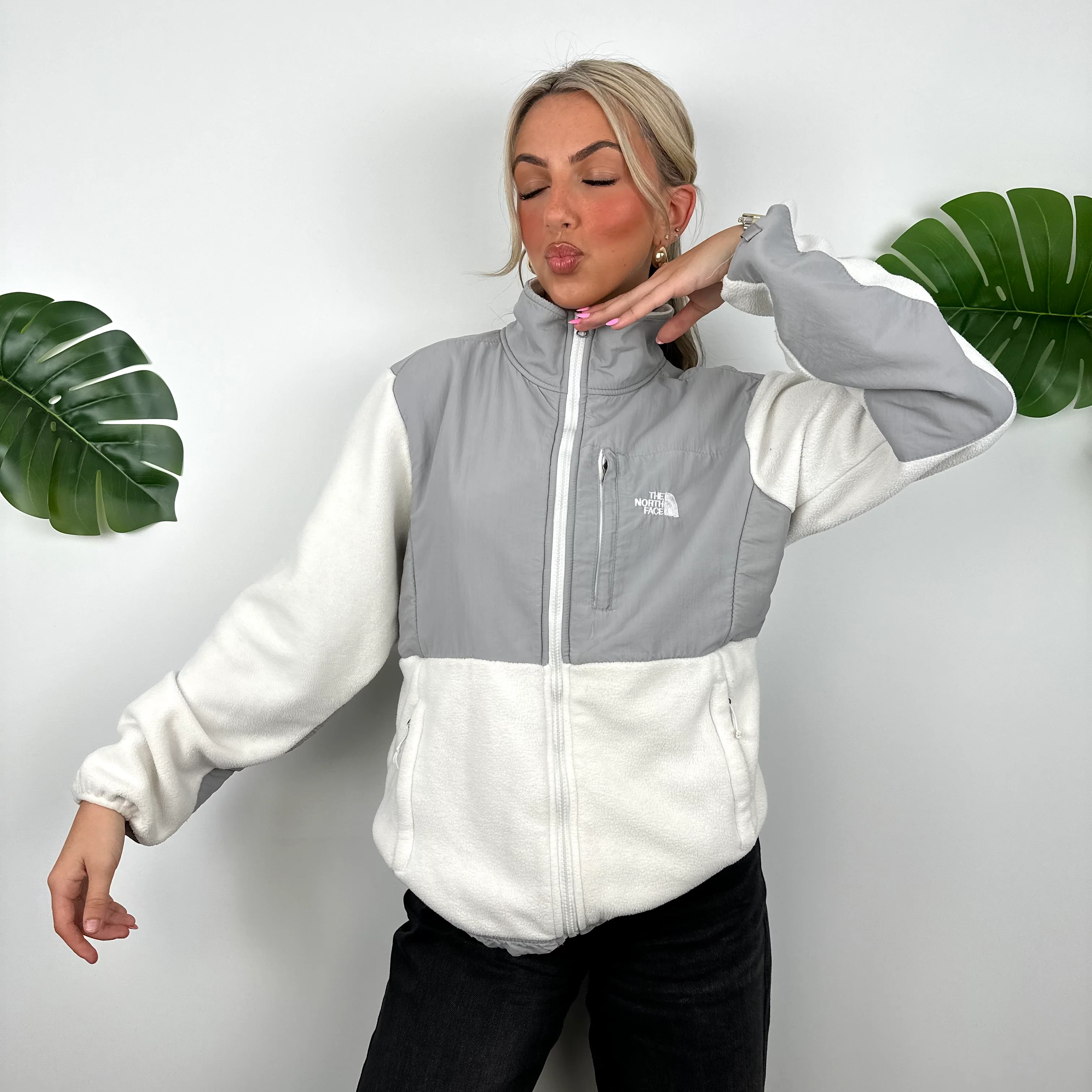 North Face White Denali Teddy Bear Fleece Zip Up Jacket (M) - Image 5
