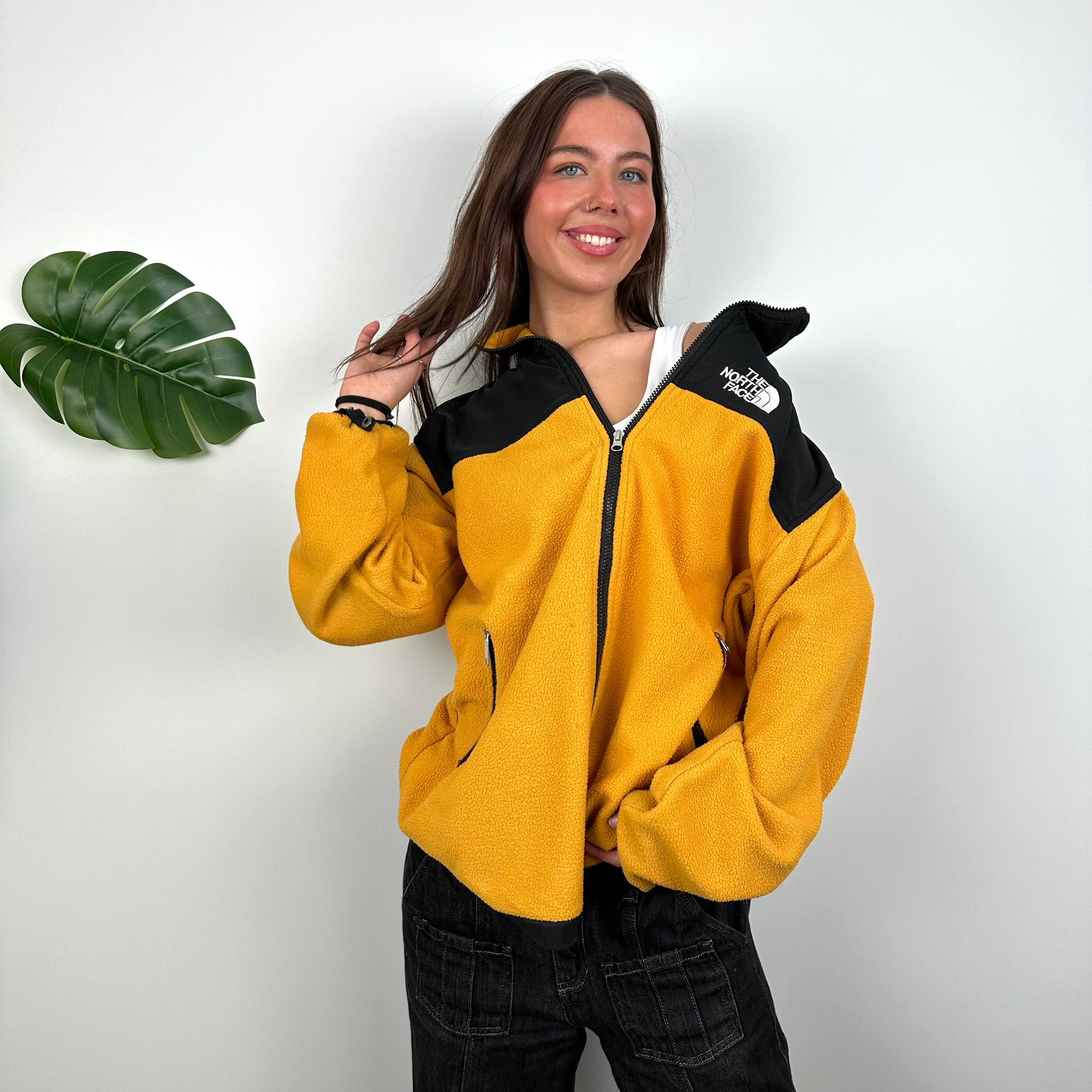 North Face Yellow Blue Denali Teddy Bear Fleece Zip Up Jacket (L) - Image 5