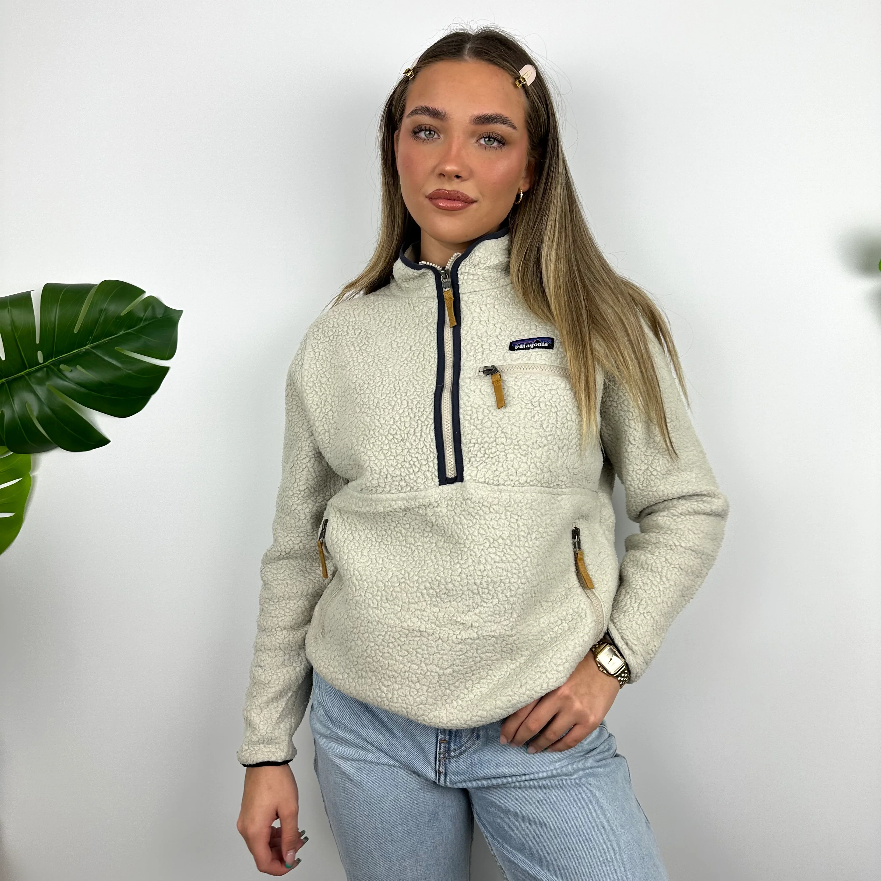 Patagonia RARE Cream Teddy Bear Fleece Sherpa Half Zip (S) - Image 2