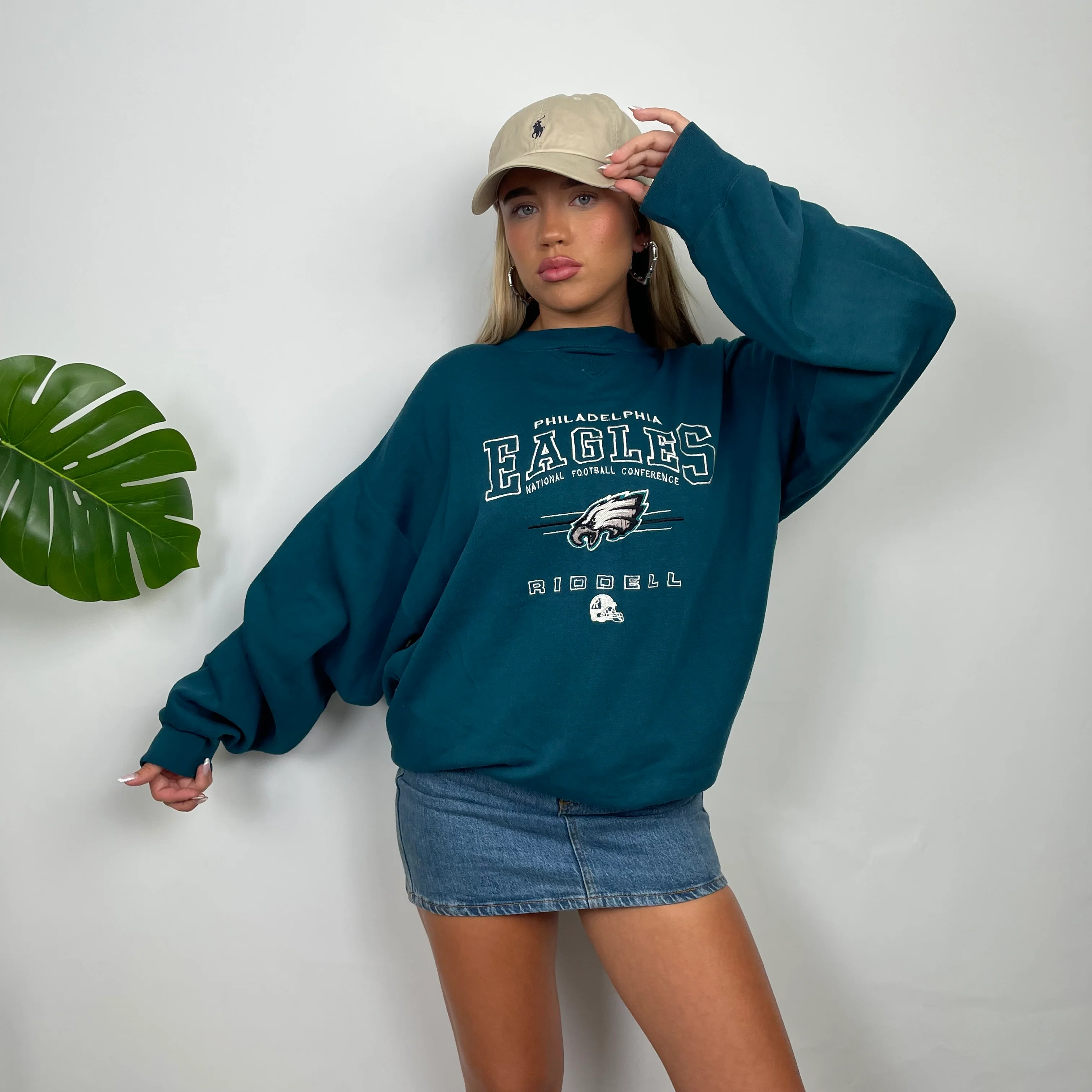 Philadelphia Eagles NFL Green Embroidered Spell Out Sweatshirt (L) - Image 7