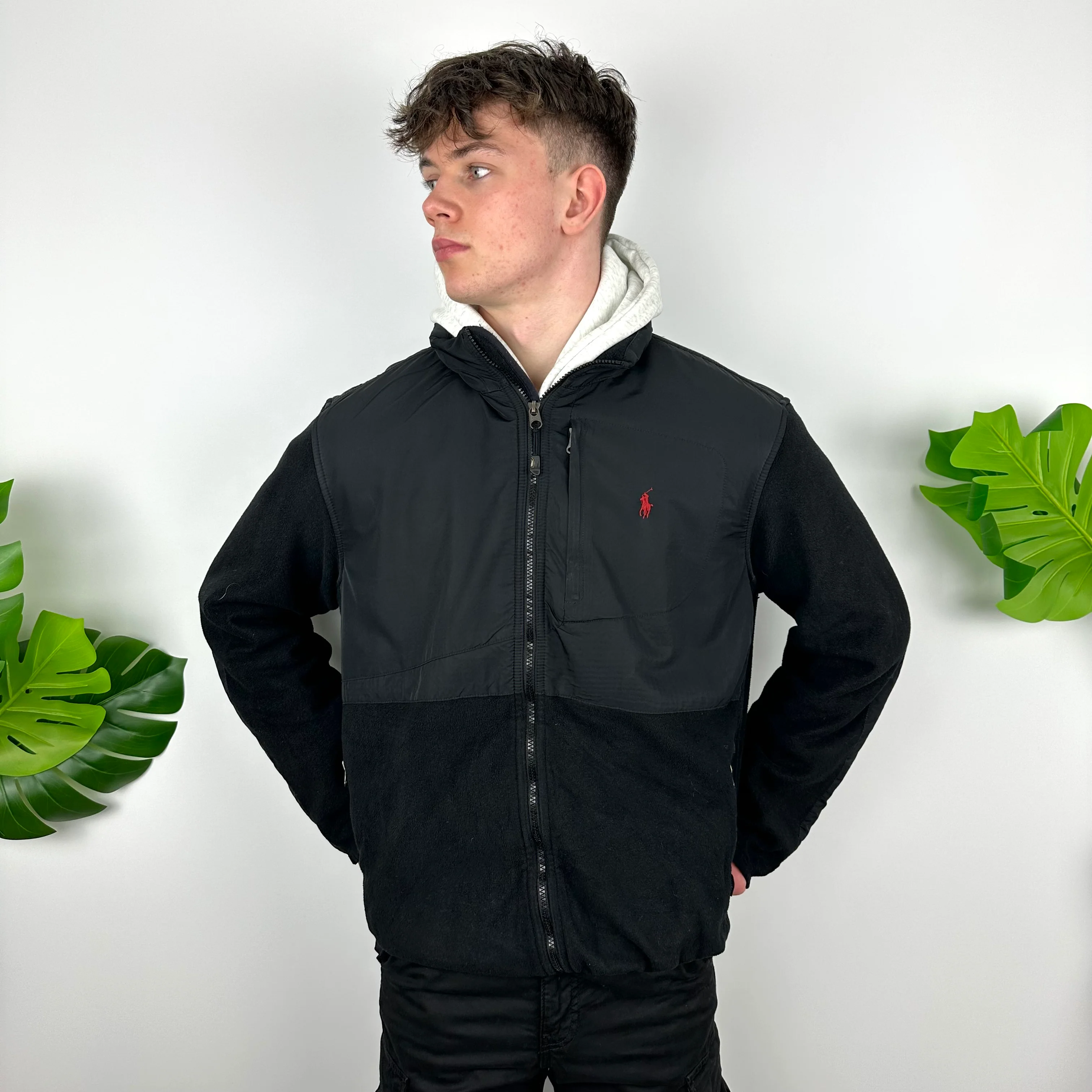 Polo Ralph Lauren Black Embroidered Logo Denali Teddy Bear Fleece Zip Up Jacket (L) - Image 2