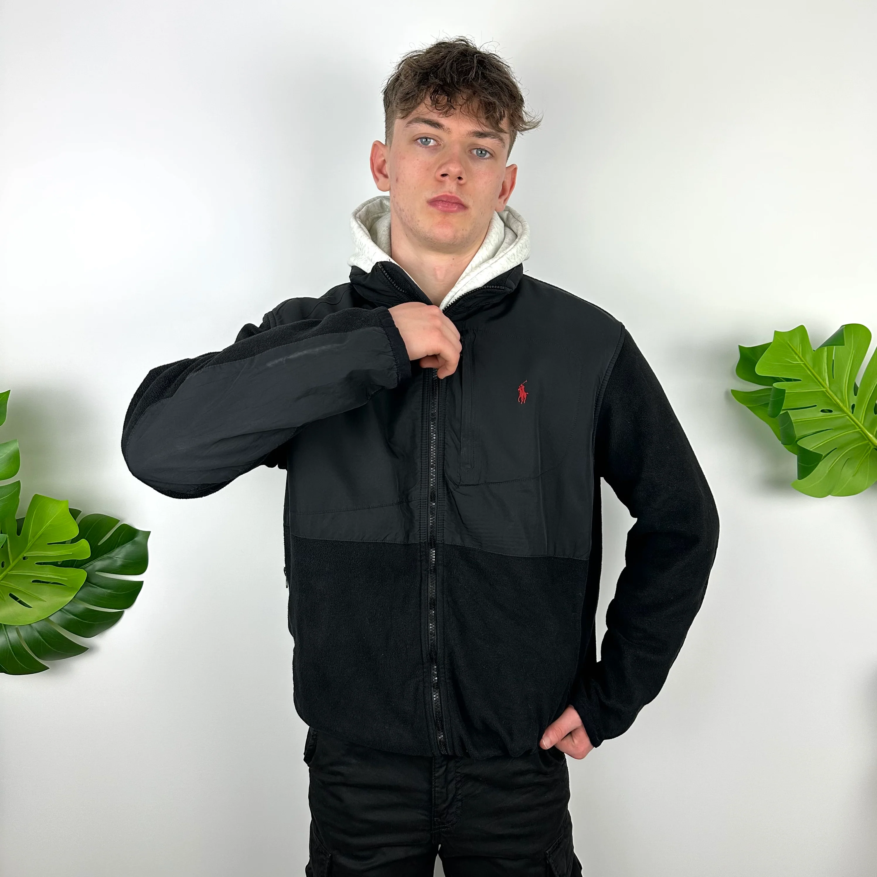 Polo Ralph Lauren Black Embroidered Logo Denali Teddy Bear Fleece Zip Up Jacket (L) - Image 5