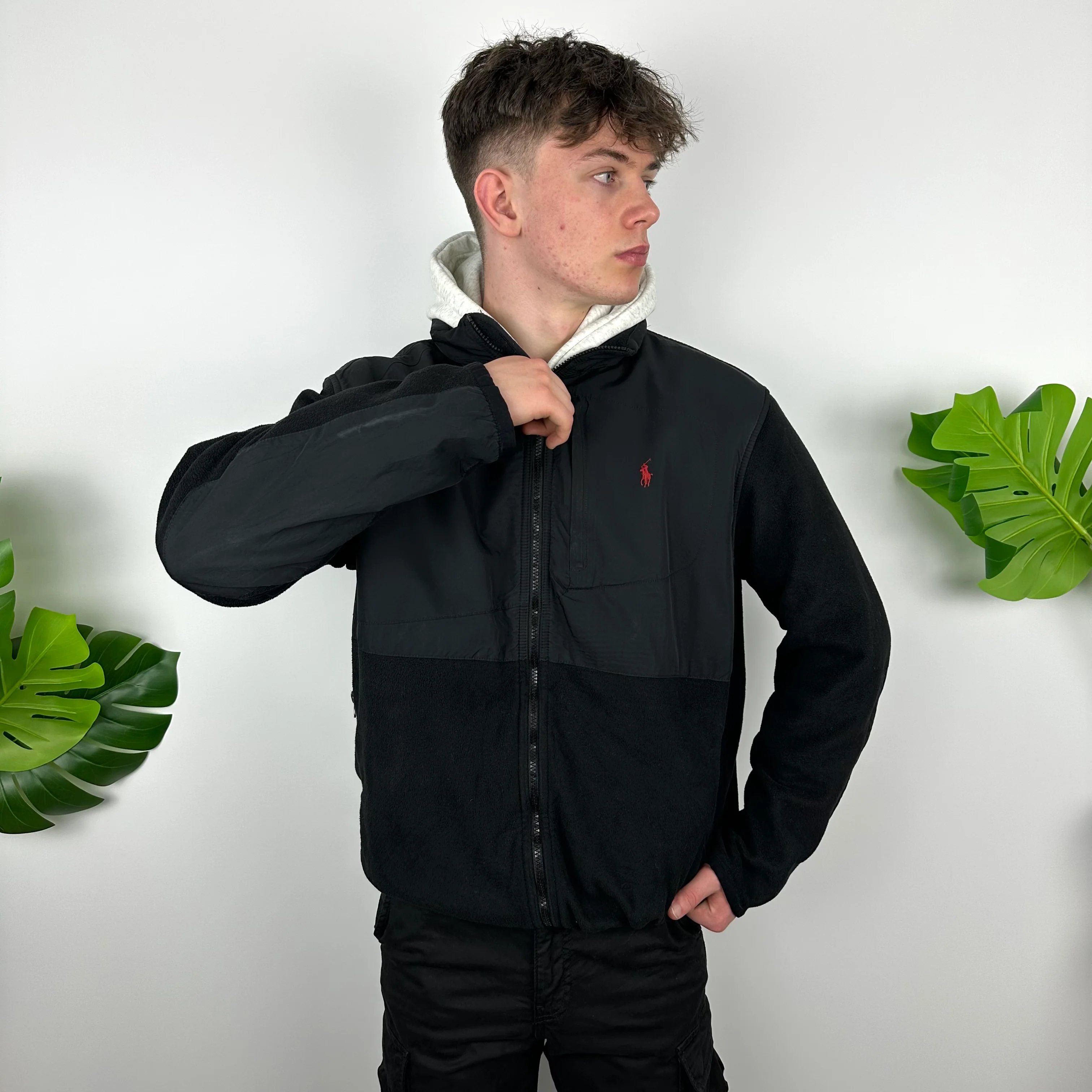 Polo Ralph Lauren Black Embroidered Logo Denali Teddy Bear Fleece Zip Up Jacket (L) - Image 7