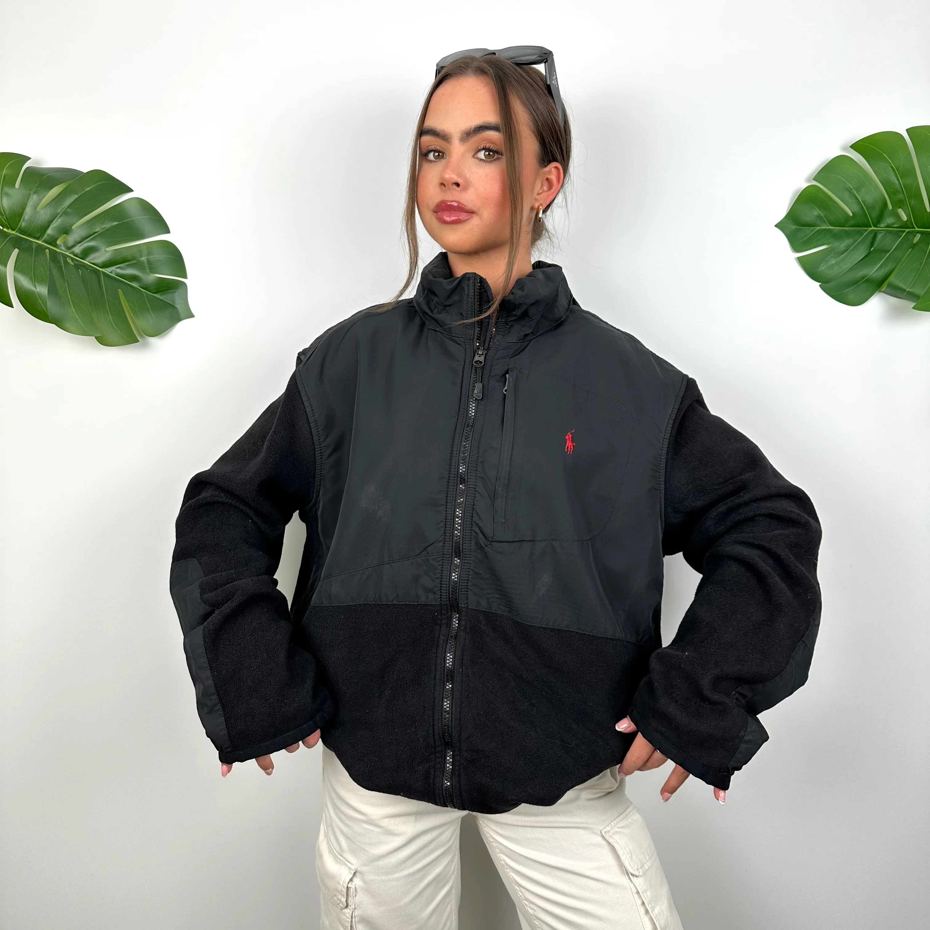 Polo Ralph Lauren Black Embroidered Logo Denali Teddy Bear Fleece Zip Up Jacket (L) - Image 2