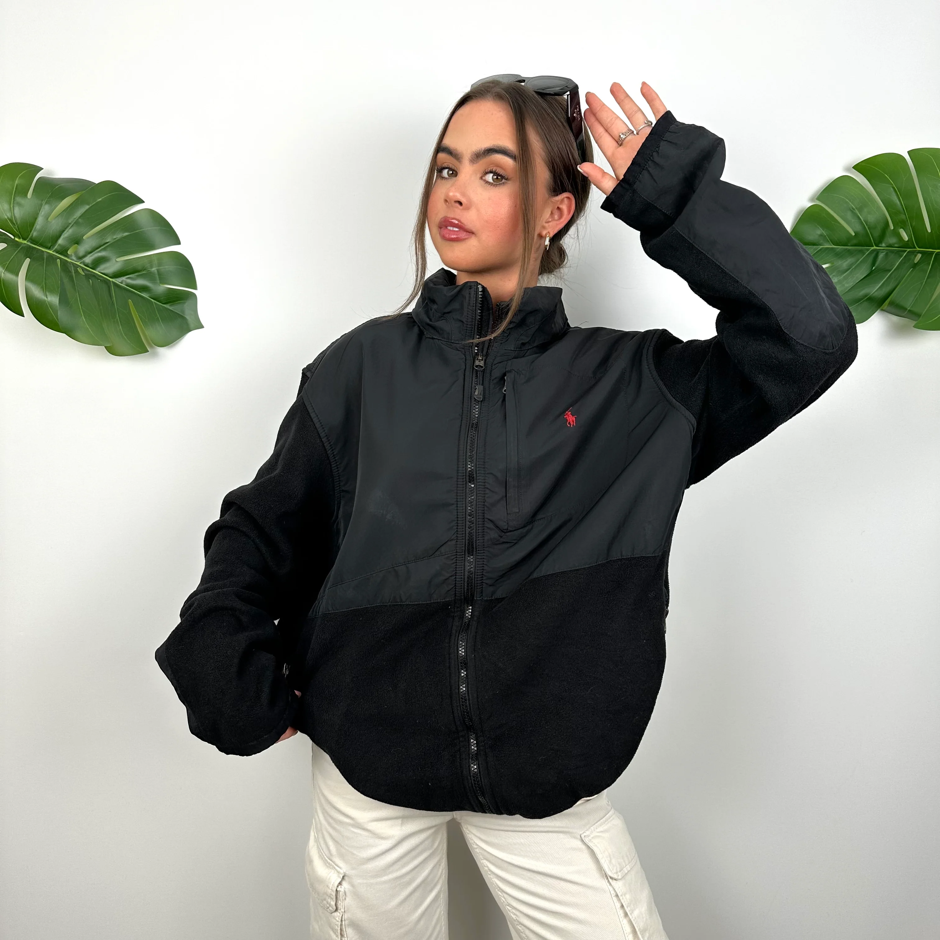 Polo Ralph Lauren Black Embroidered Logo Denali Teddy Bear Fleece Zip Up Jacket (L) - Image 4
