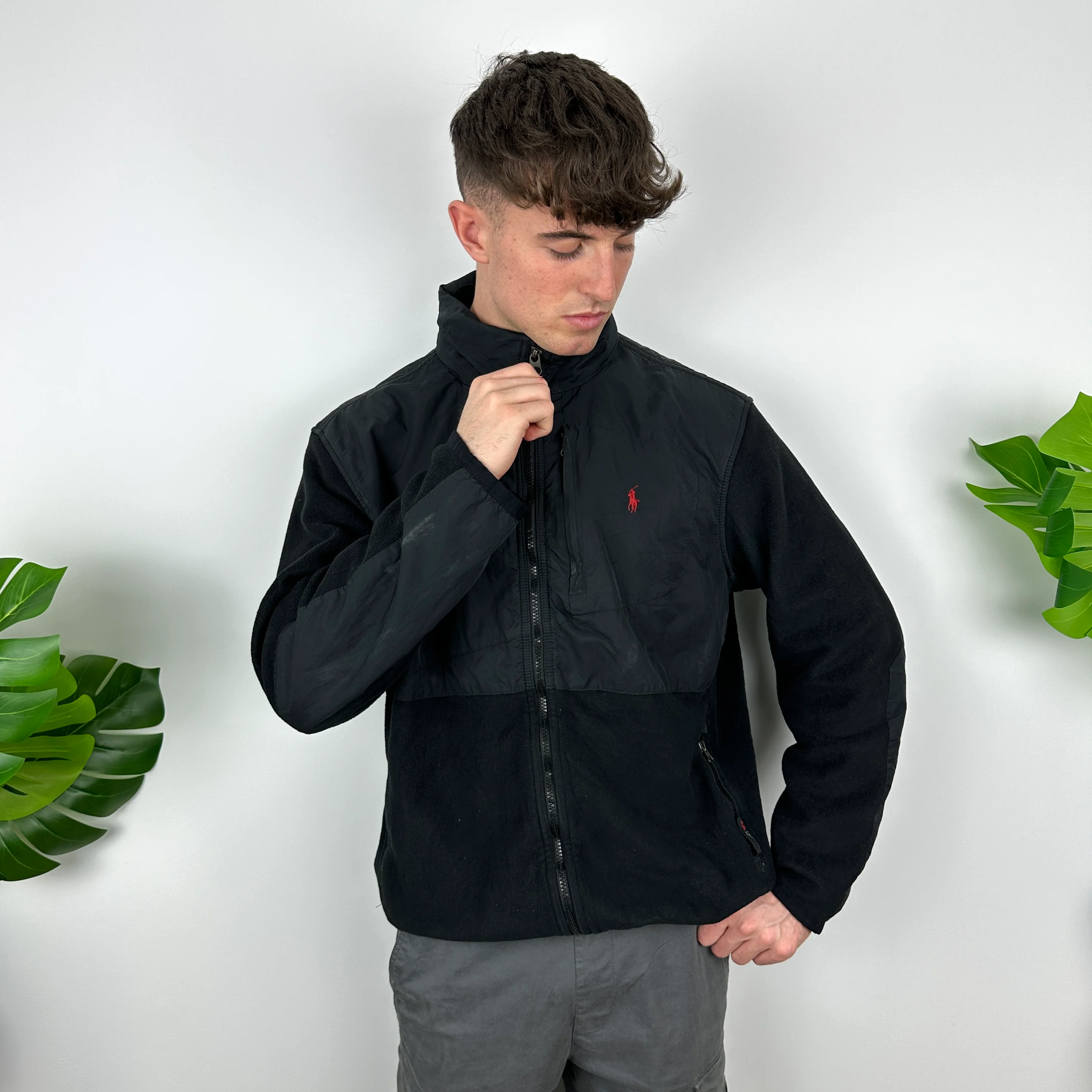 Polo Ralph Lauren Black Embroidered Logo Denali Teddy Bear Fleece Zip Up Jacket (L) - Image 7