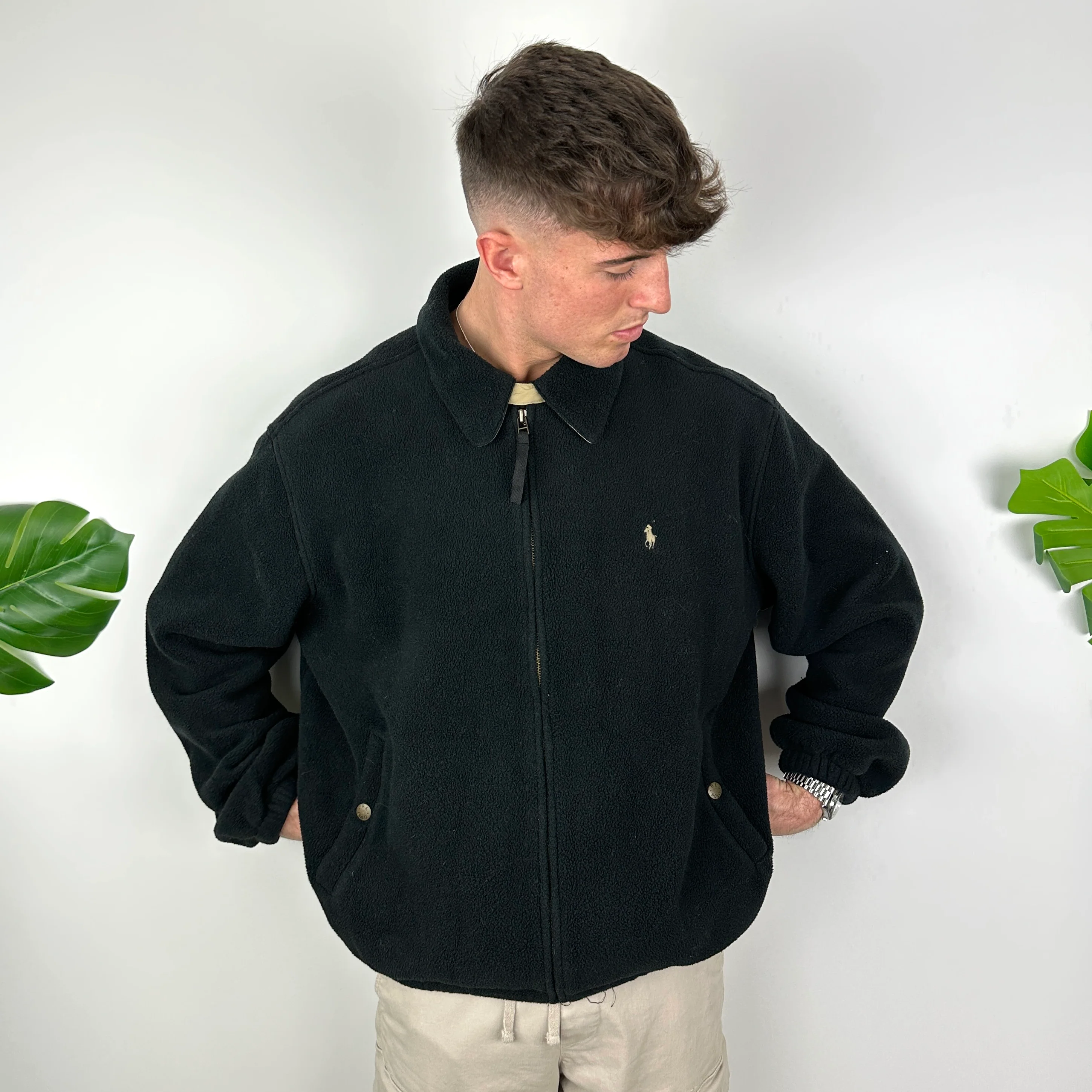 Polo Ralph Lauren Black Embroidered Logo Teddy Bear Fleece Jacket (L) - Image 6