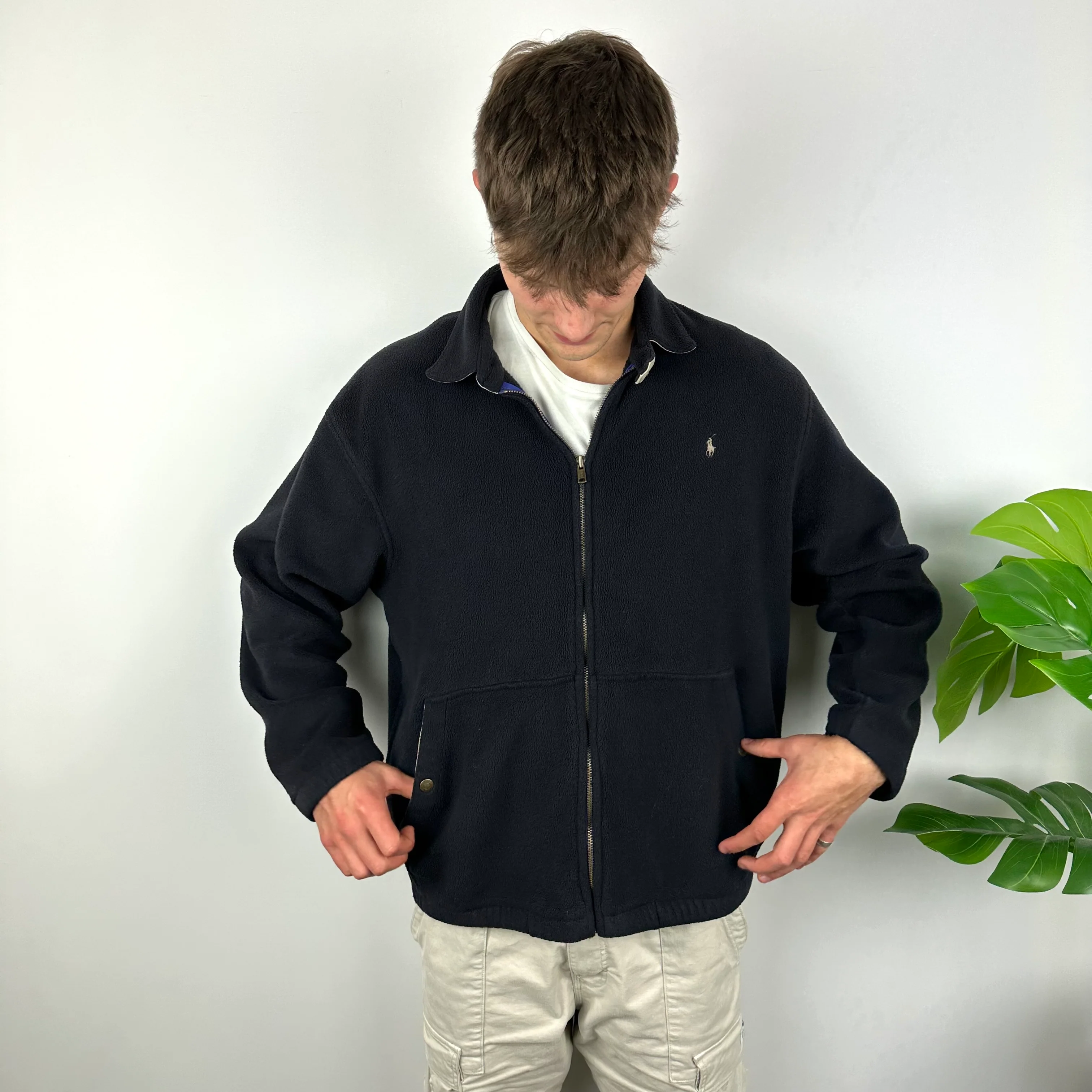 Polo Ralph Lauren Black Embroidered Spell Out Teddy Bear Fleece Jacket (XL) - Image 2