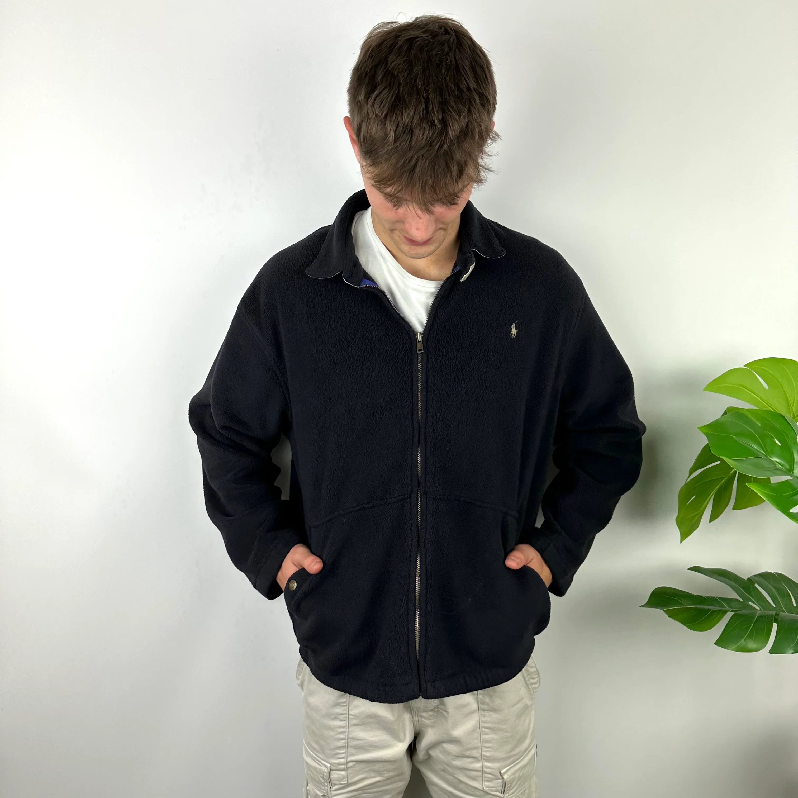 Polo Ralph Lauren Black Embroidered Spell Out Teddy Bear Fleece Jacket (XL) - Image 4