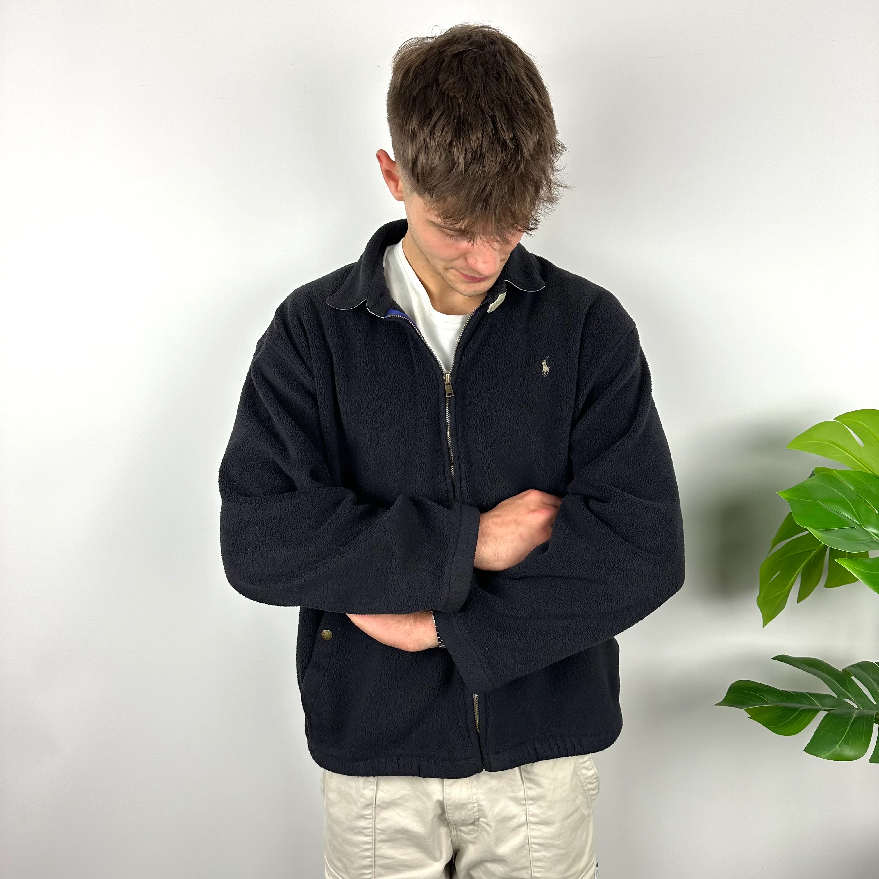 Polo Ralph Lauren Black Embroidered Spell Out Teddy Bear Fleece Jacket (XL) - Image 5