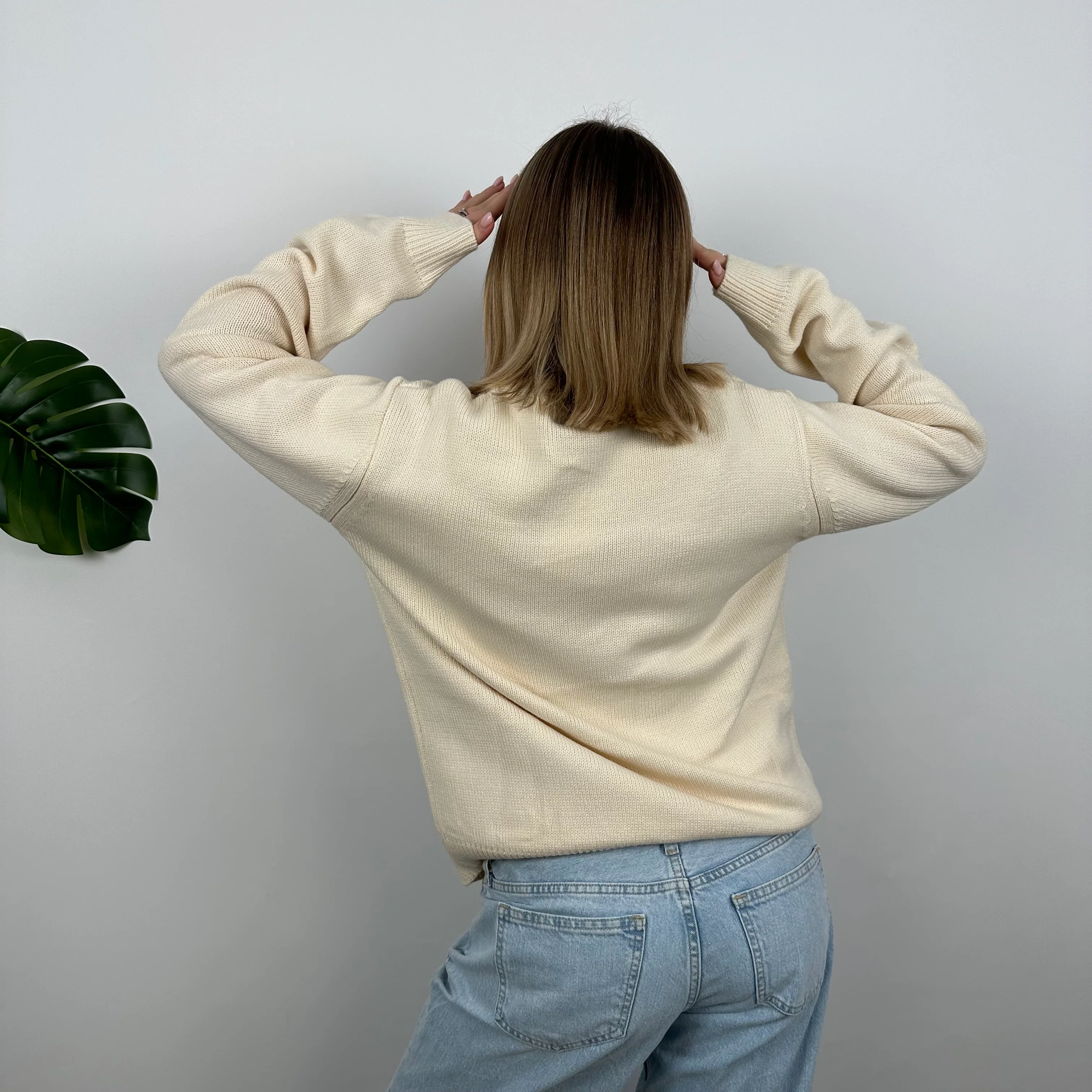 Polo Ralph Lauren Cream Embroidered Spell Out Knitted Sweater (M) - Image 5