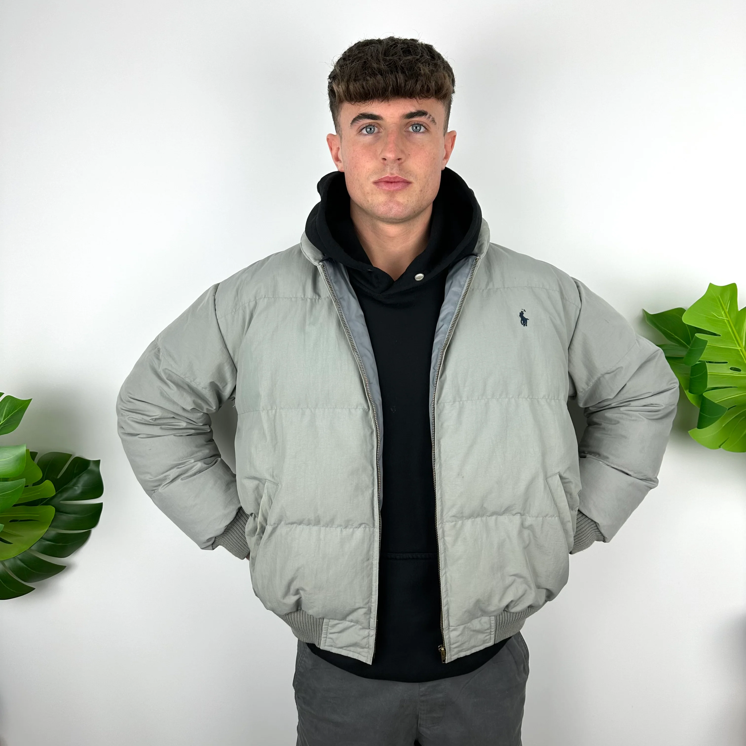 Polo Ralph Lauren Grey Embroidered Logo Puffer Jacket (M) - Image 6