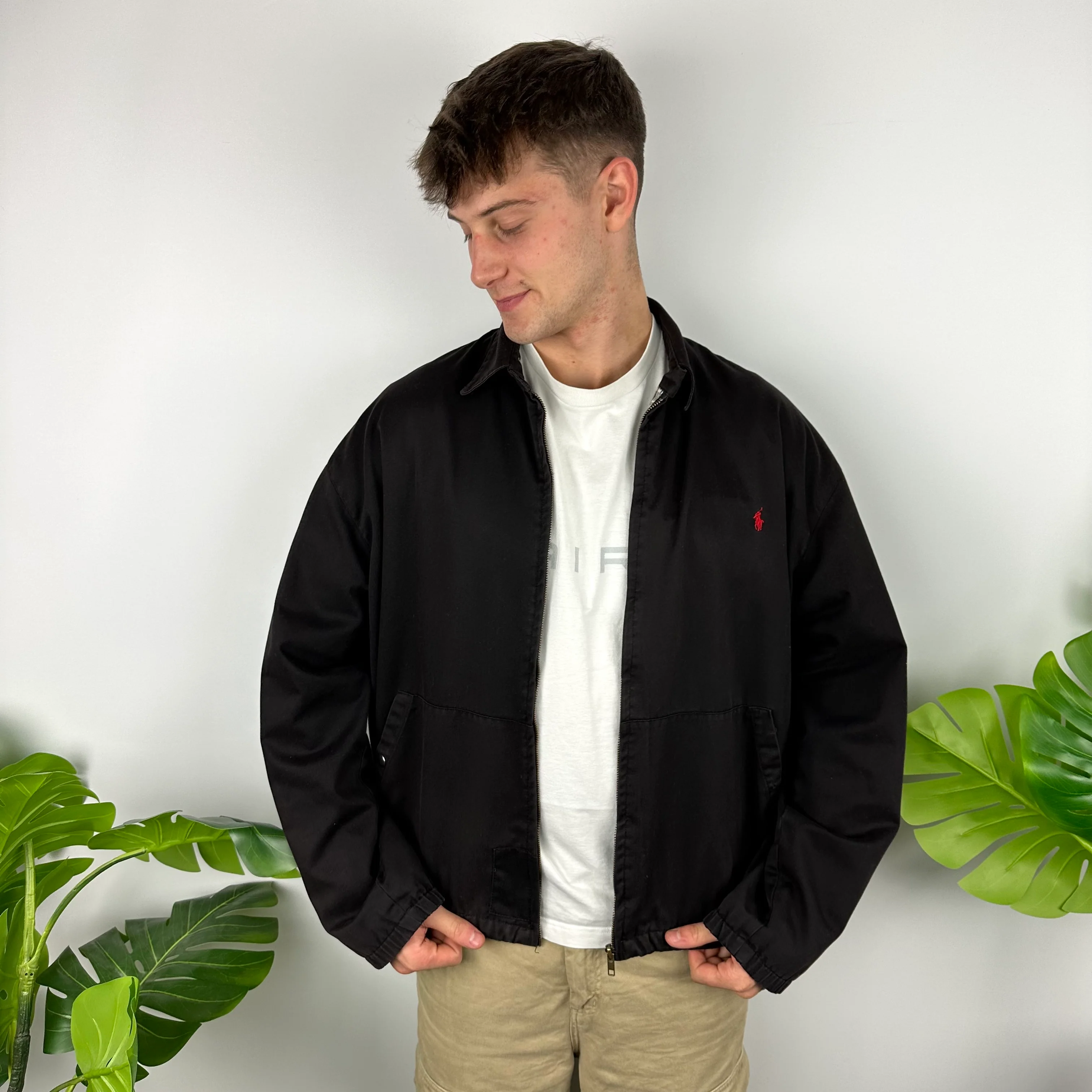 Polo Ralph Lauren Black Embroidered Logo Harrington Jacket (L) - Image 2