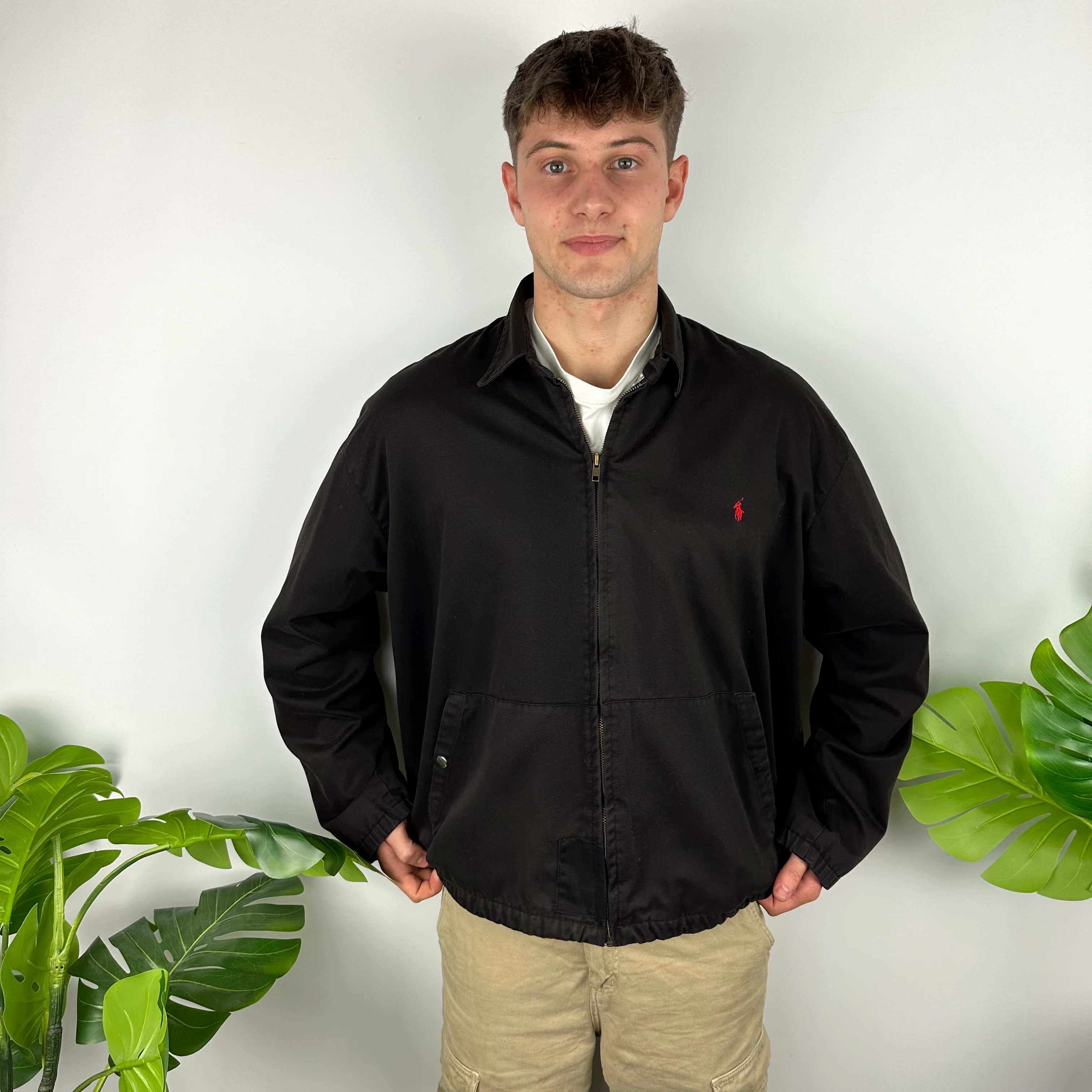 Polo Ralph Lauren Black Embroidered Logo Harrington Jacket (L) - Image 3