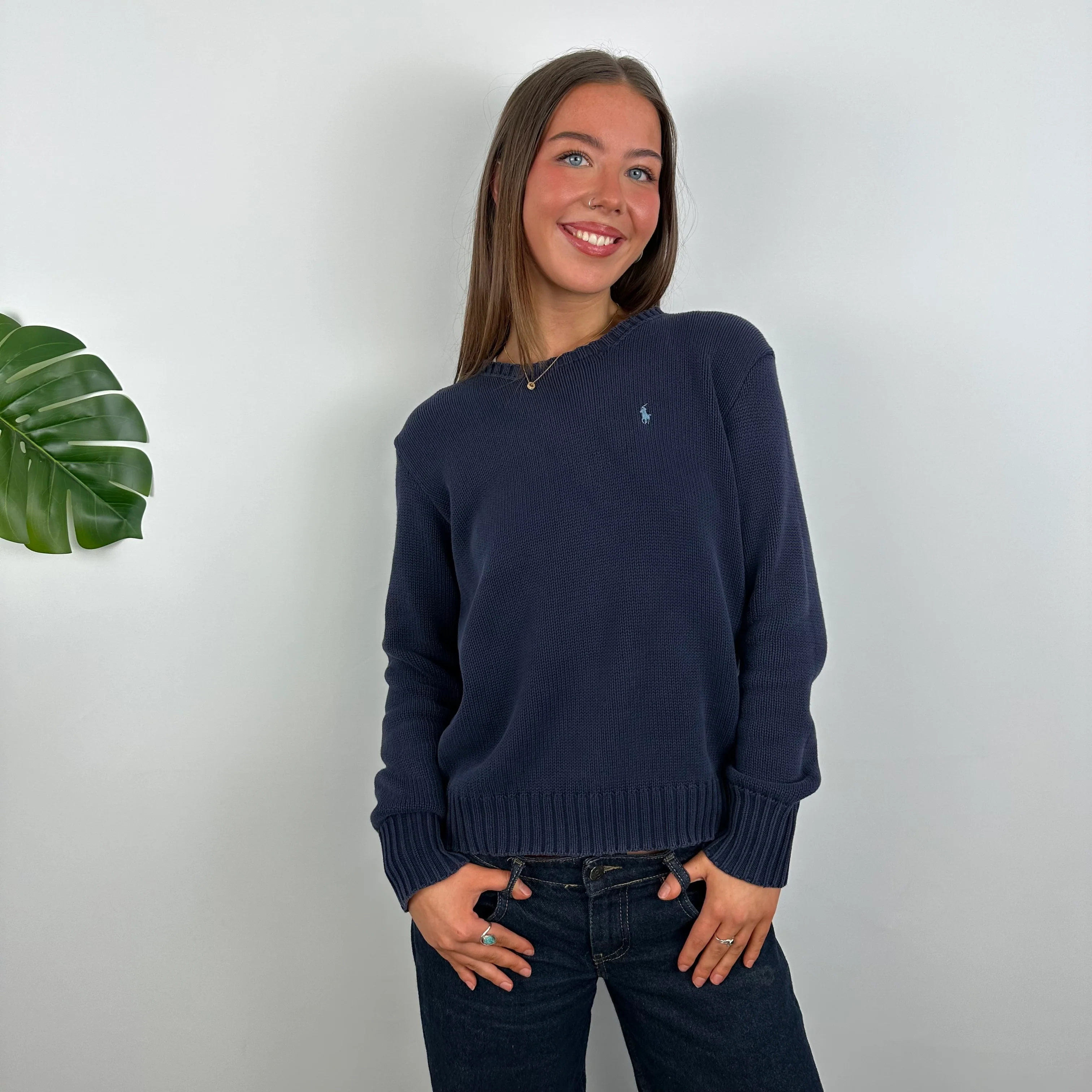 Polo Ralph Lauren Navy Embroidered Logo Knitted Sweater (S) - Image 3