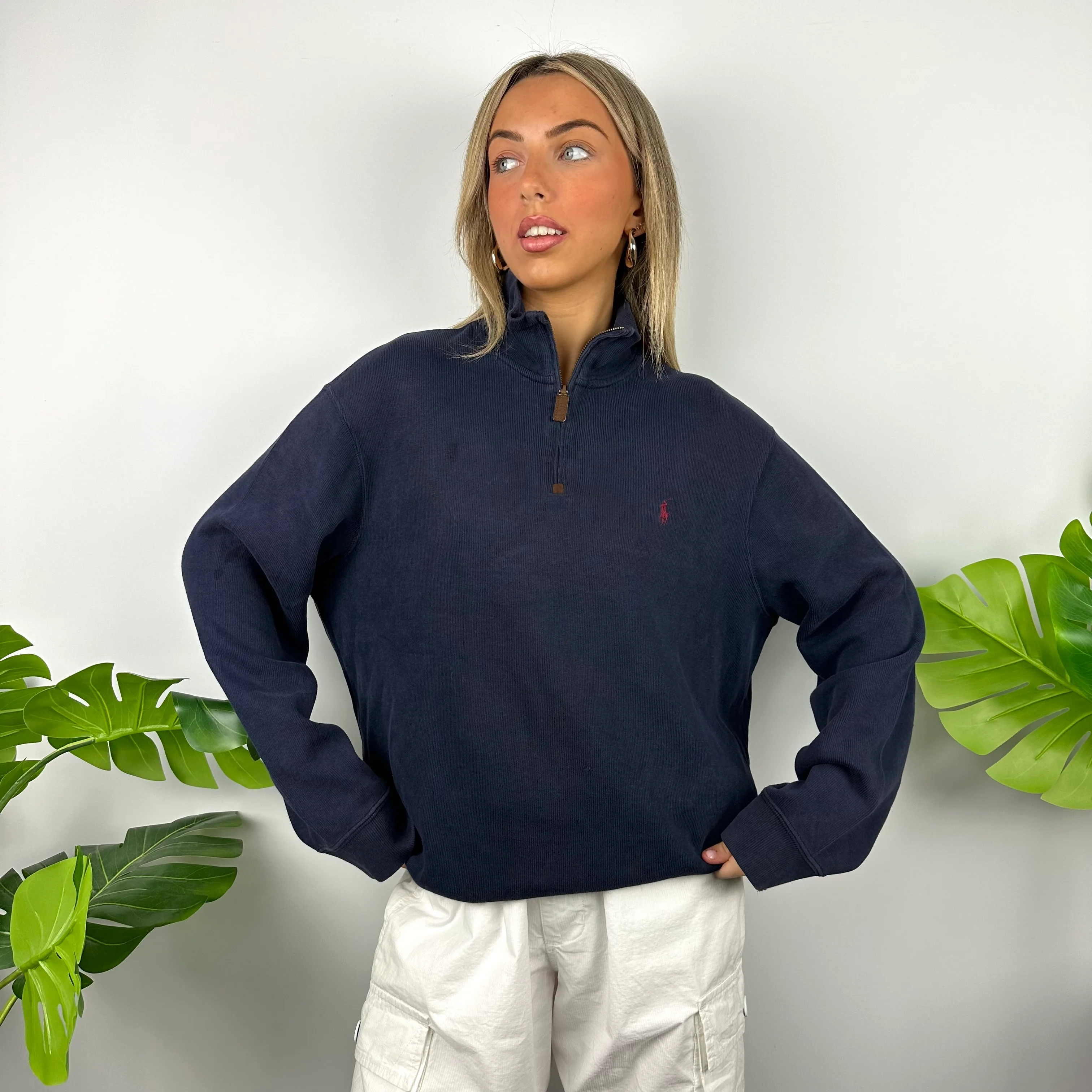 Polo Ralph Lauren Navy Embroidered Logo Quarter Zip (L) - Image 6