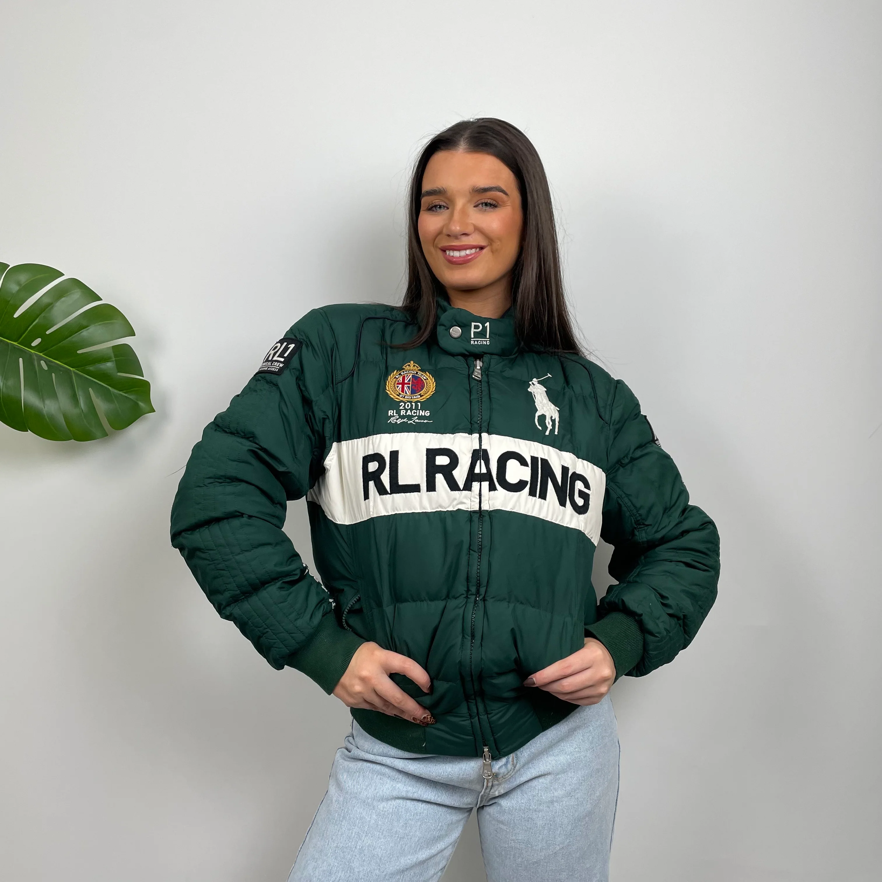 Polo Ralph Lauren Racing Green Embroidered Logo Puffer Jacket (M) - Image 6