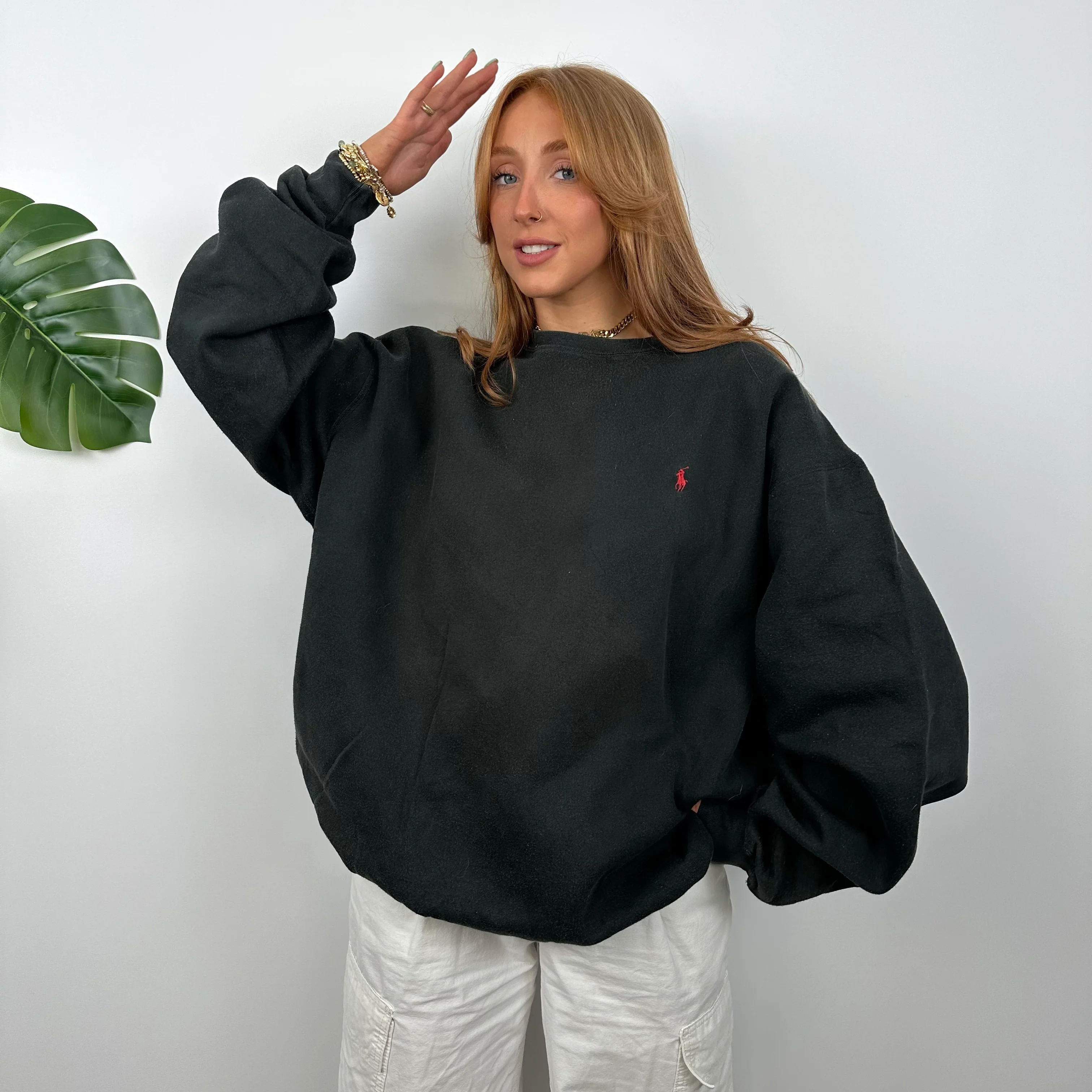 Polo Ralph Lauren RARE Black Embroidered Logo Sweatshirt (XL) - Image 3