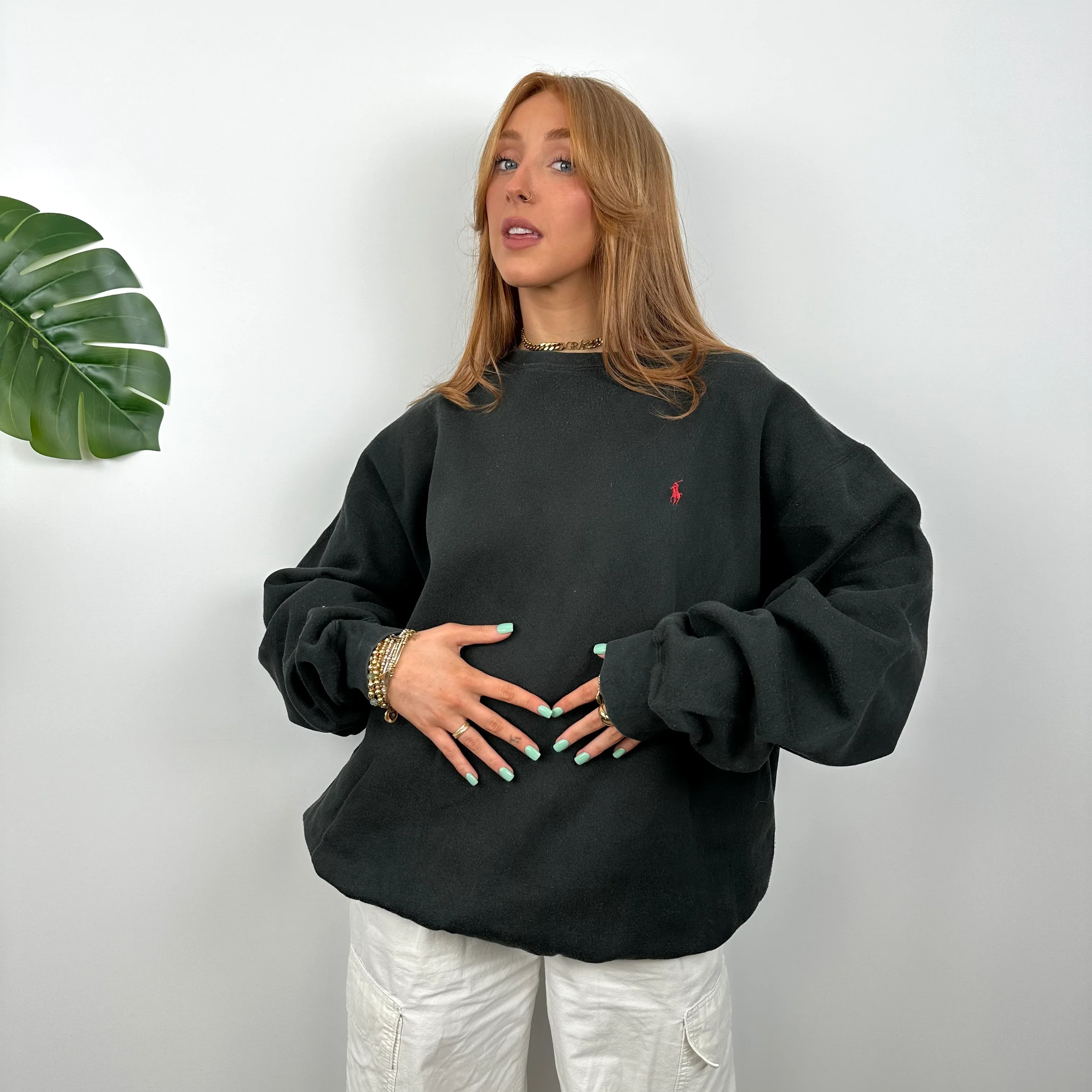 Polo Ralph Lauren RARE Black Embroidered Logo Sweatshirt (XL) - Image 4