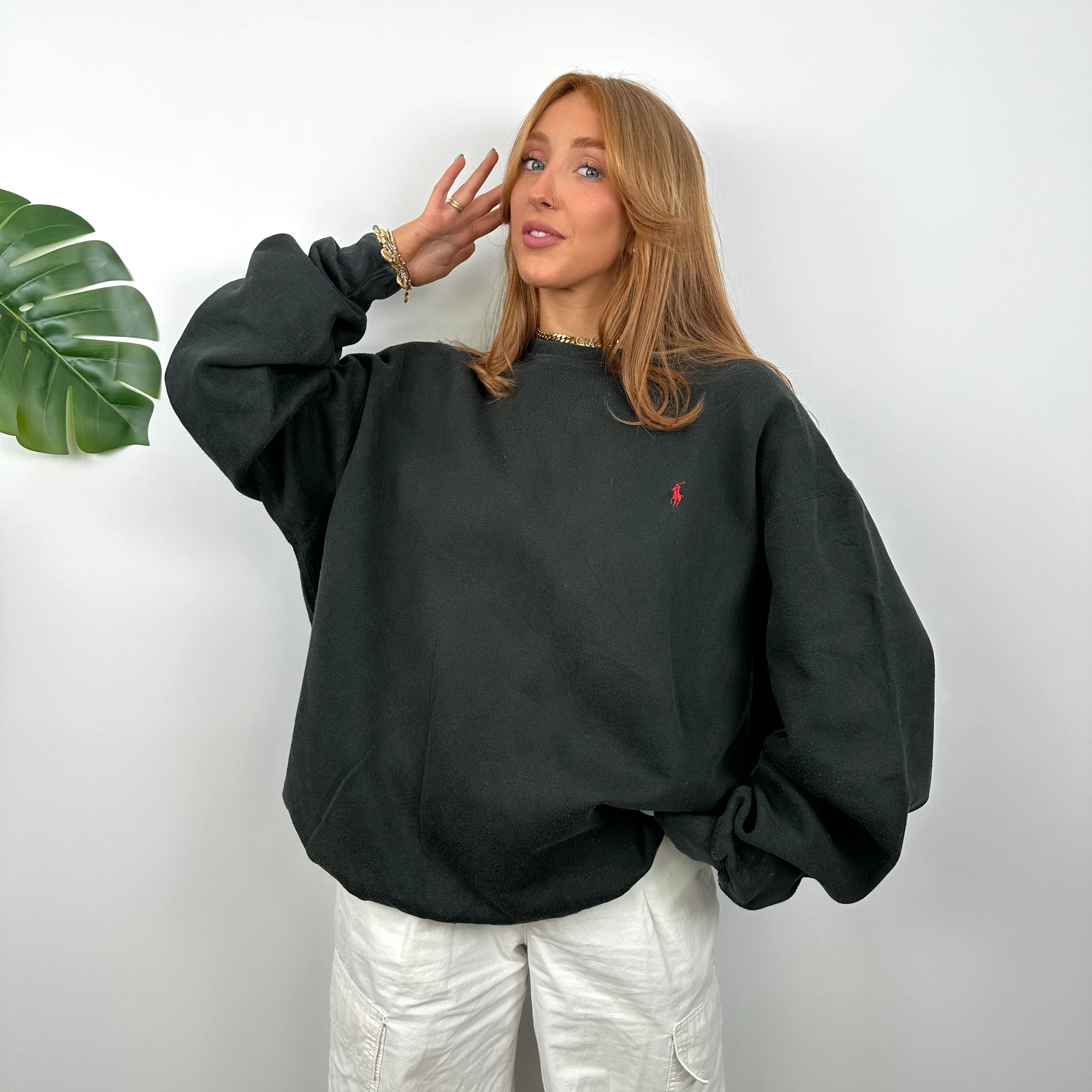 Polo Ralph Lauren RARE Black Embroidered Logo Sweatshirt (XL) - Image 5