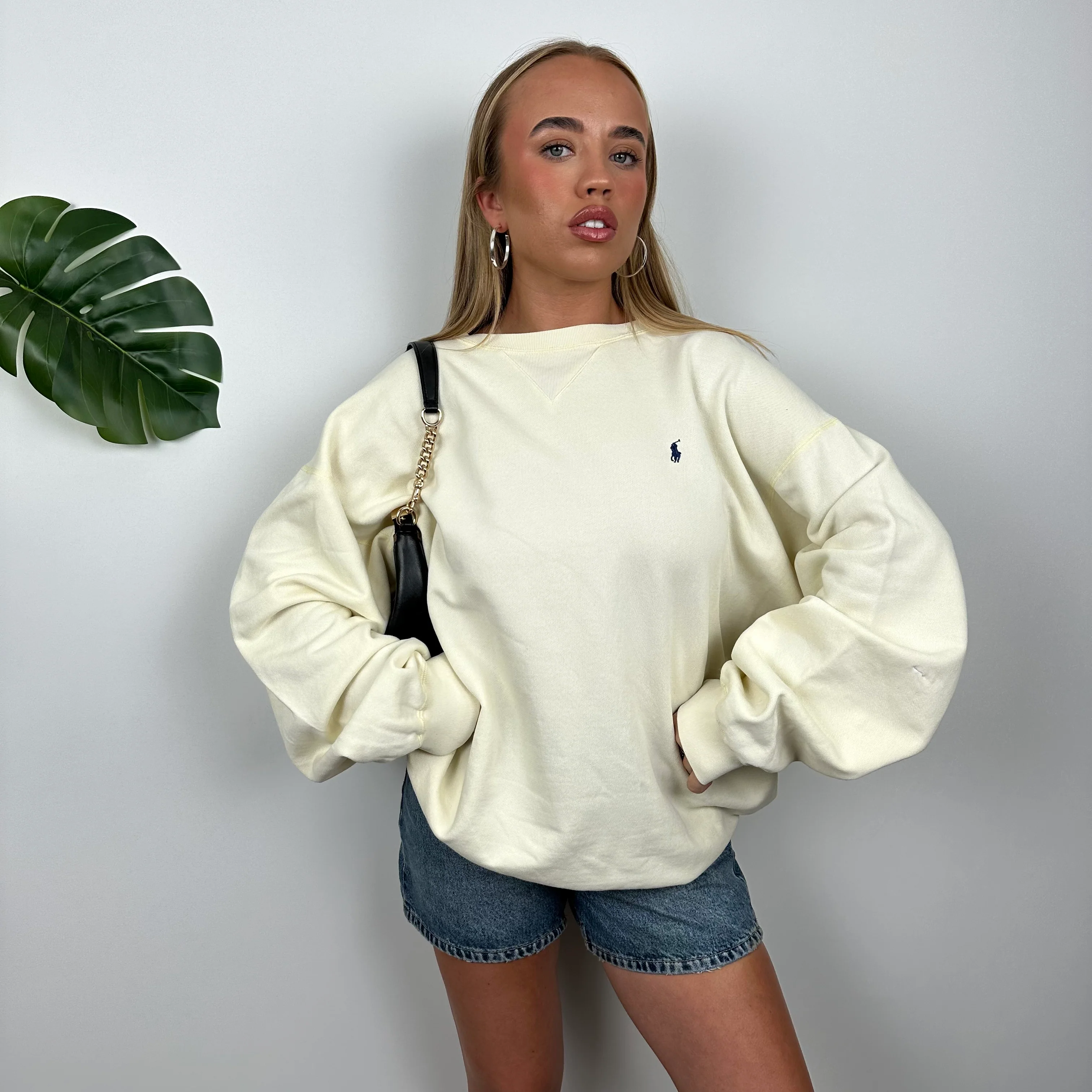 Polo Ralph Lauren RARE Cream Embroidered Logo Sweatshirt (XL) - Image 3