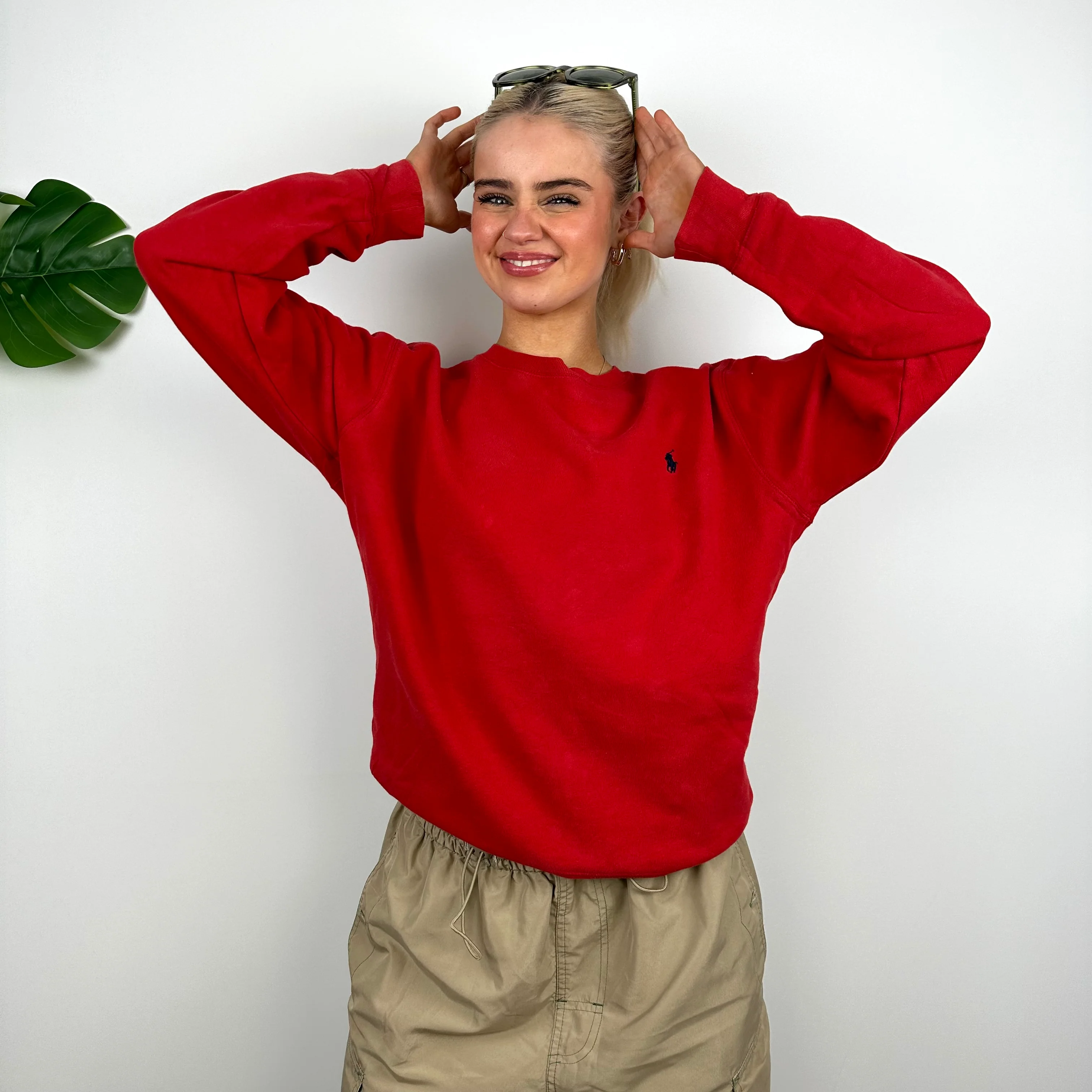 Polo Ralph Lauren RARE Red Embroidered Logo Sweatshirt (S) - Image 3